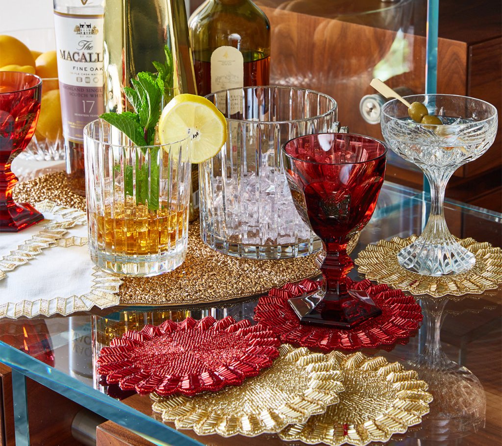 Red Etoile Coasters Set of 4 - Elegant Drink Coasters with Gift Box - Perfect for Home Decor, Dinner Parties & Housewarming Gifts