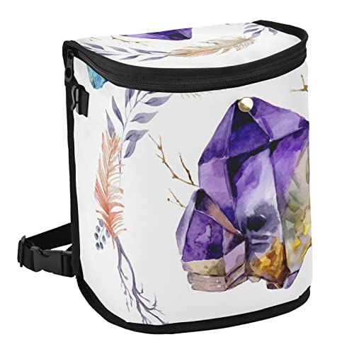Boho Car Trash Can with Lid - Waterproof Auto Garbage Bin for Car Front/Back Seat | Car Organizer for Women, Travel, Road Trips & Daily Commute