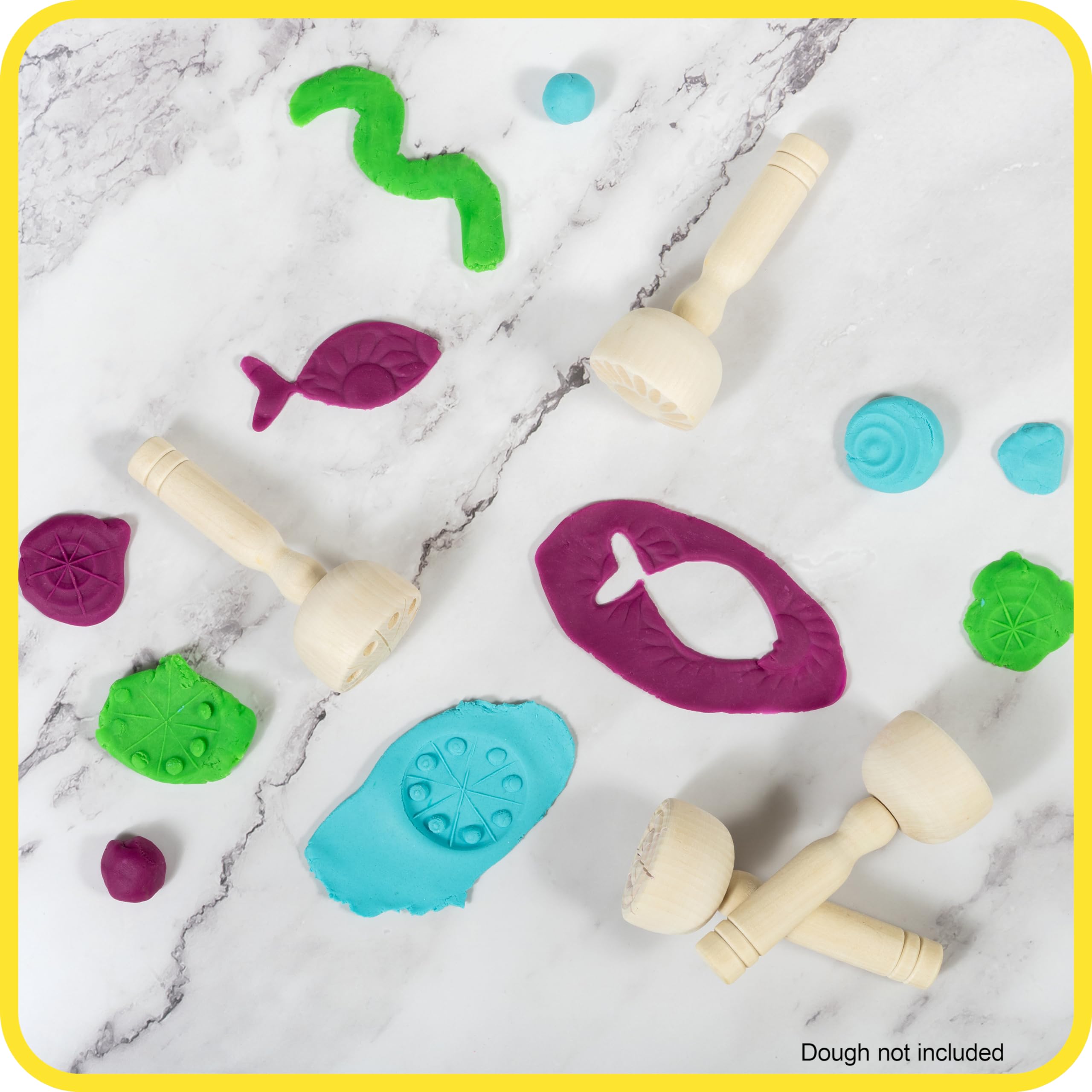 READY 2 LEARN Paint and Dough Wooden Stampers - Set of 4 Stamps for Kids Arts & Crafts, DIY Projects, Sensory Play and Classroom Activities