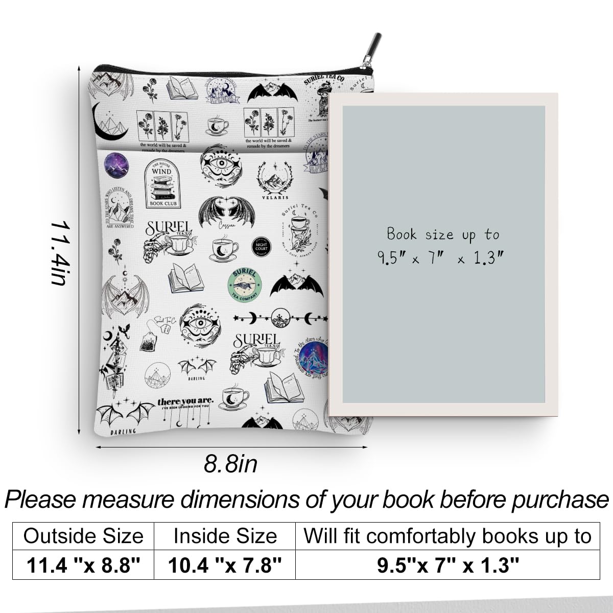 Fantasy Novel Inspired Book Sleeve Cover - Perfect Gift for Book Lovers, Librarians & Teachers - Ideal for Book Clubs, Birthdays, Graduation & Mother's Day - Protect Your Books in Style at Home, School or Travel