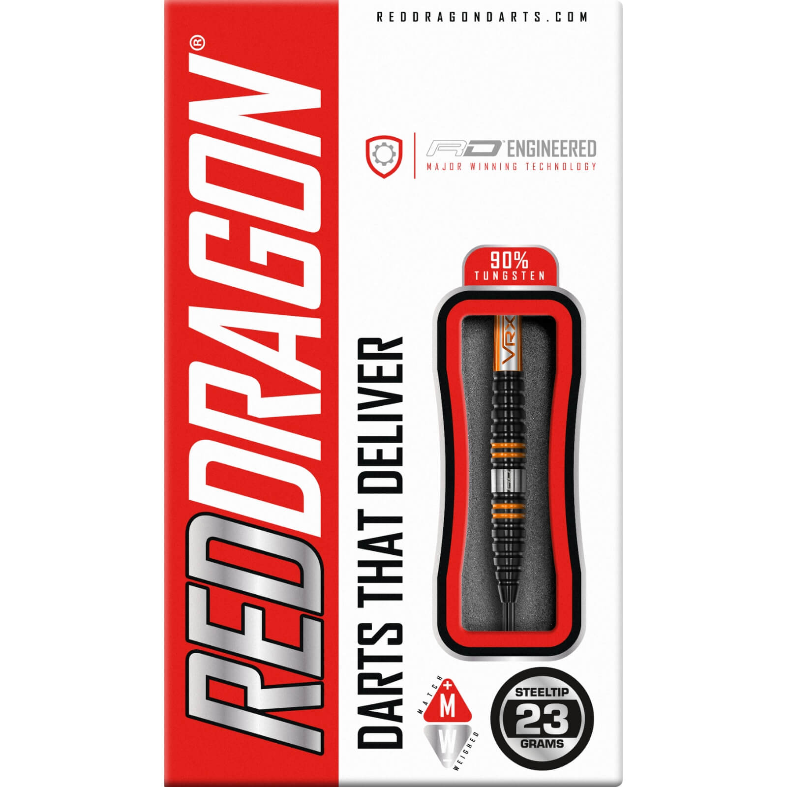 Red Dragon Amberjack Pro 2 Steel Tip Darts - 90% Tungsten - 23g & 25g Weight Options - Professional Darts for Tournaments & Home Practice