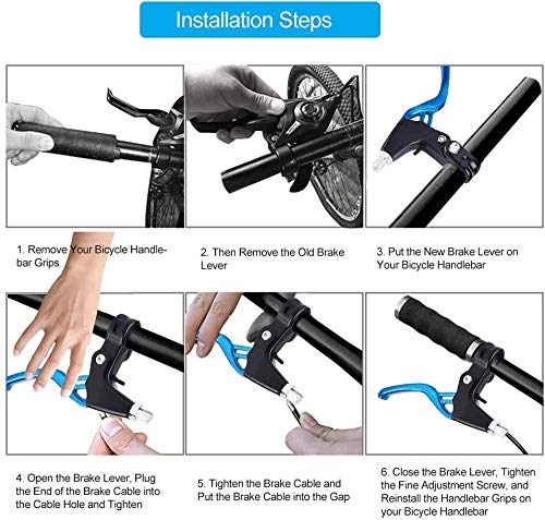 Yiio 1 Pair Universal Aluminum Alloy Bike Brake Levers - Fits Mountain Bikes, Kids Bikes, Folding Bikes & MTB BMX (2.2cm Diameter) | Durable Handlebar Brake Levers for Cycling, Commuting & Outdoor Adventures