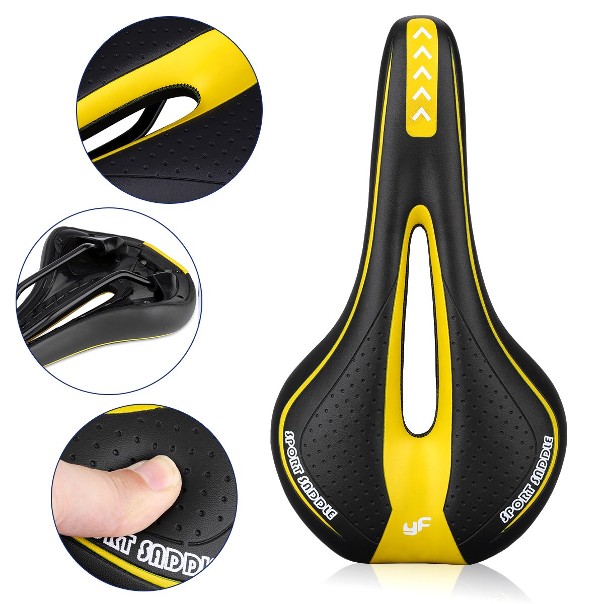 **Breathable Comfortable Mountain Bike Saddle with Central Relief Zone - Ergonomic Design for Road & MTB - Reduce Fatigue for Long Rides & Commuting**