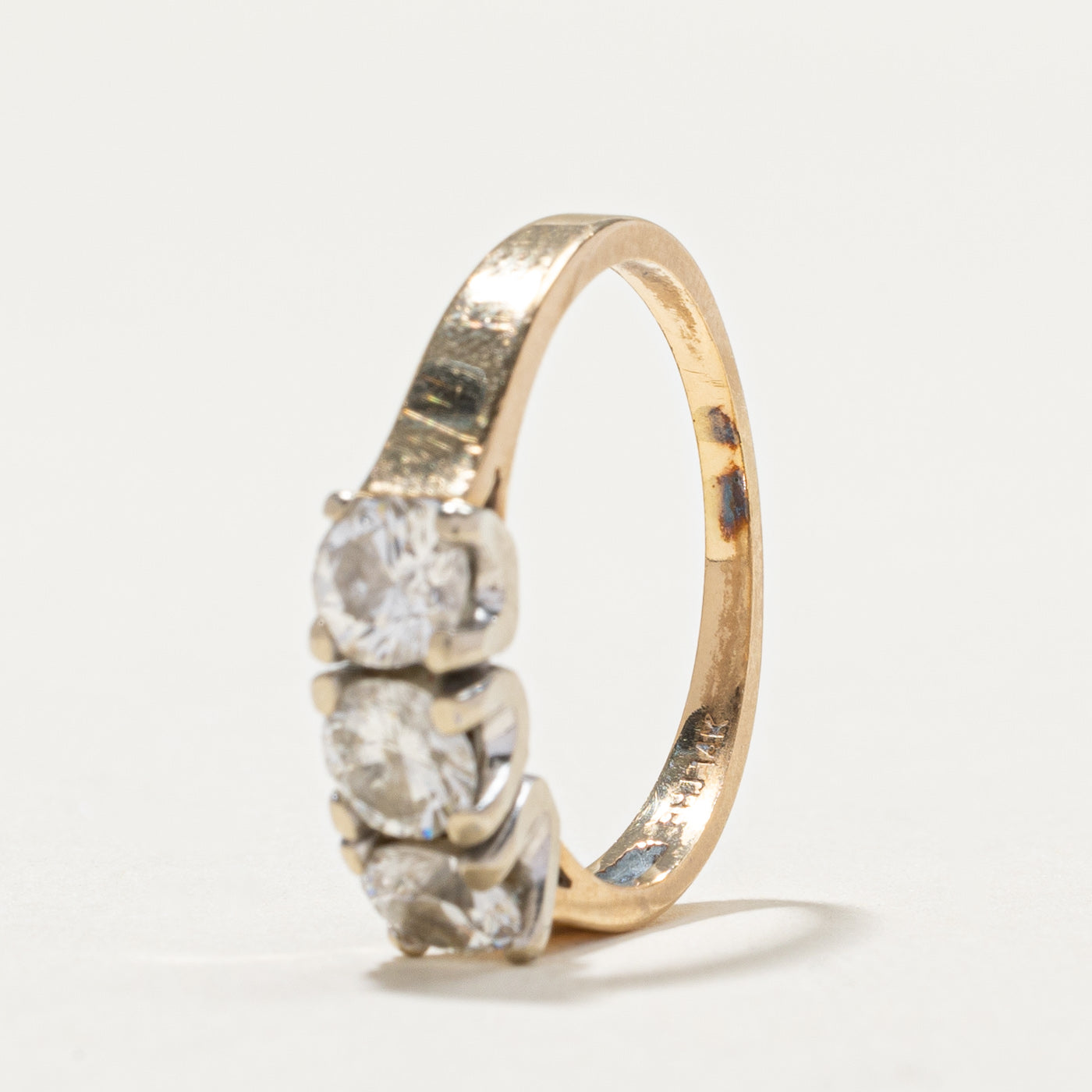 0.40ct Three Stone Diamond Ring | 0.76ctw Total Weight | Size 7.25 | Elegant Engagement, Wedding & Anniversary Jewelry Gift for Her