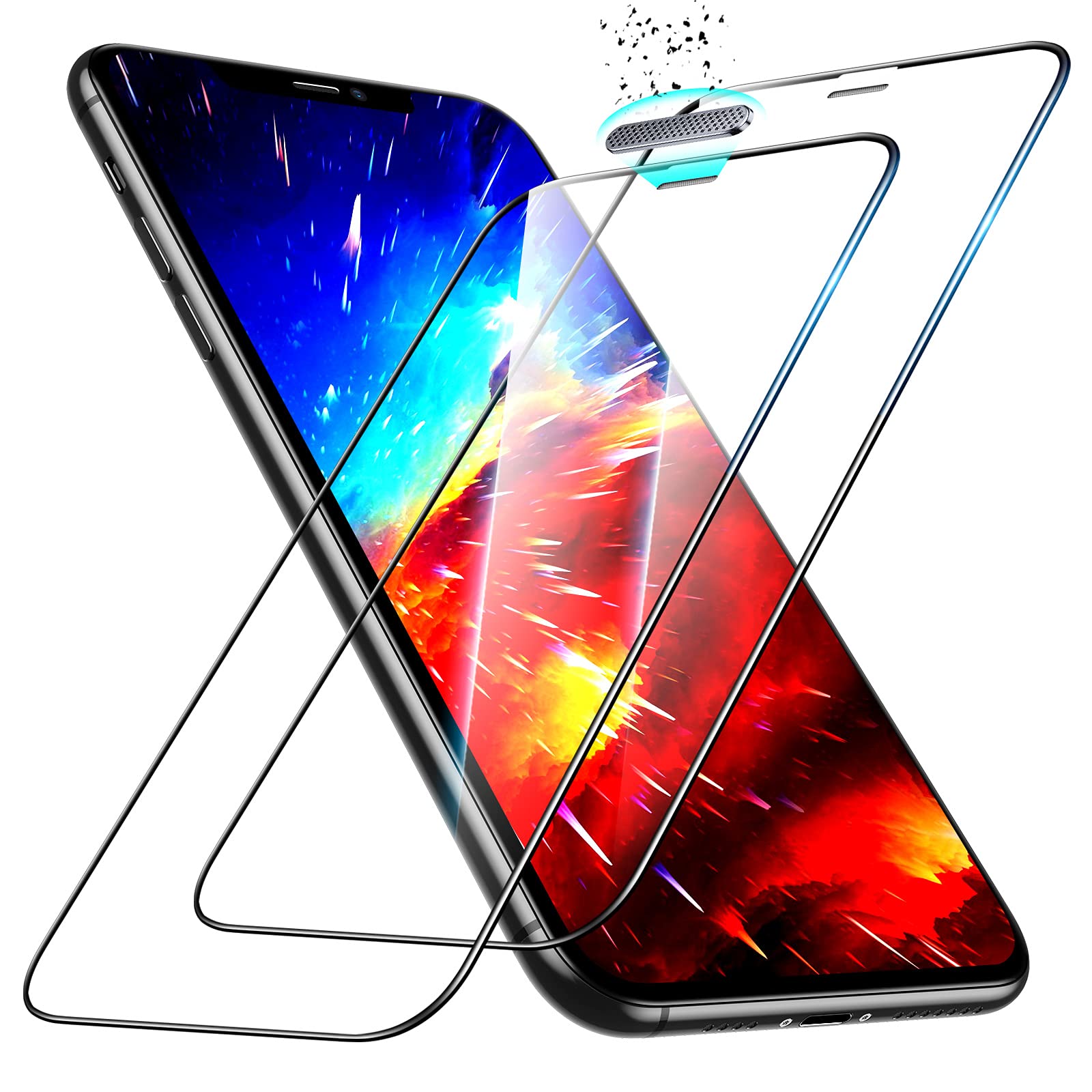 ESR Armorite Tempered Glass Screen Protector for iPhone 11 Pro Max & iPhone Xs Max - 110lb Ultra Tough, Bubble-Free, Easy Installation, Case Friendly (2 Pack) - Perfect for Daily Protection Against Drops & Scratches
