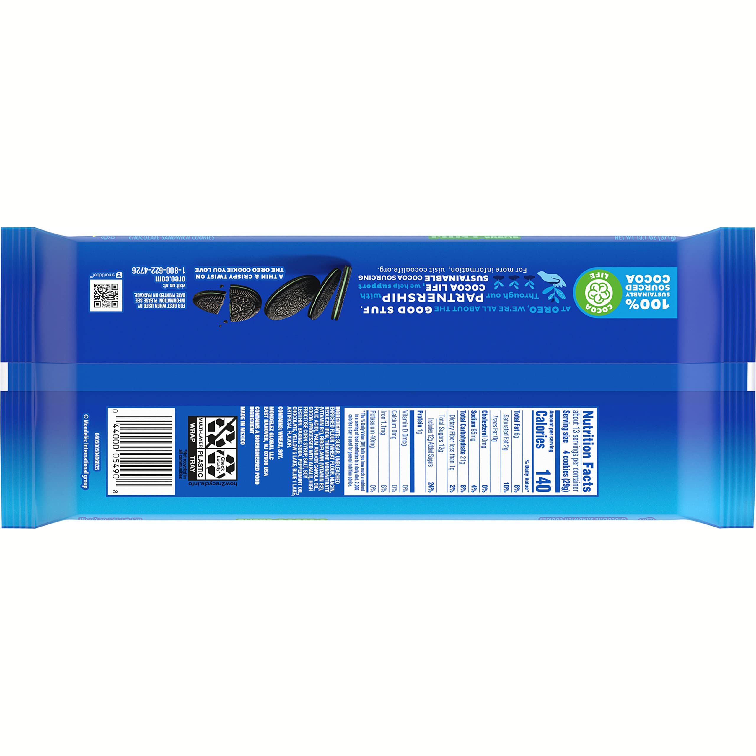 OREO Thins Mint Creme Chocolate Sandwich Cookies, Family Size Pack of 12 (13.1 oz Each) - Perfect for Parties, Snacking & Gift Giving