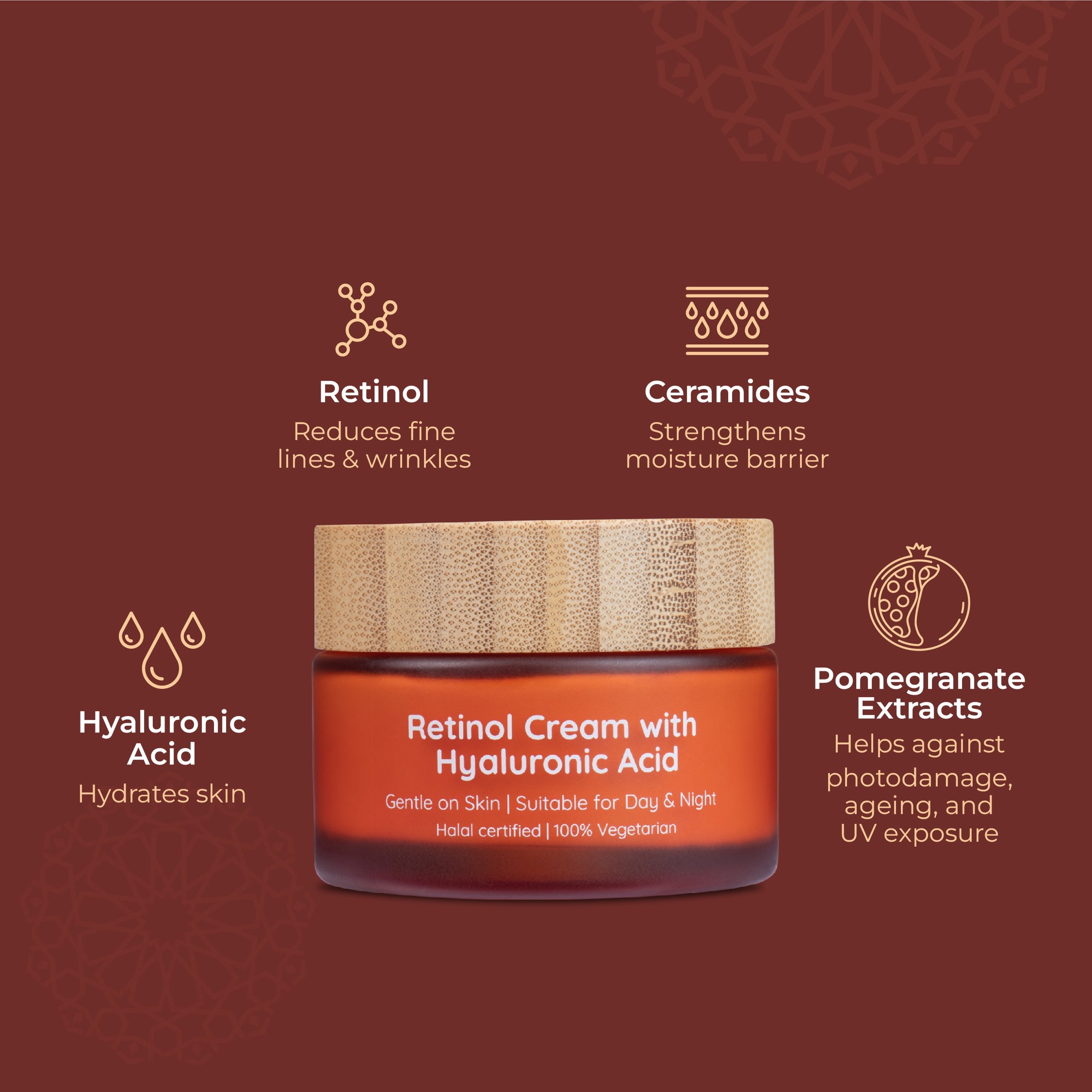 Lafz Organix Retinol Cream 50g - Anti-Aging Face Moisturizer for Wrinkles & Fine Lines - Night Cream for Dry & Sensitive Skin - Perfect for Daily Skincare Routine & Nighttime Hydration