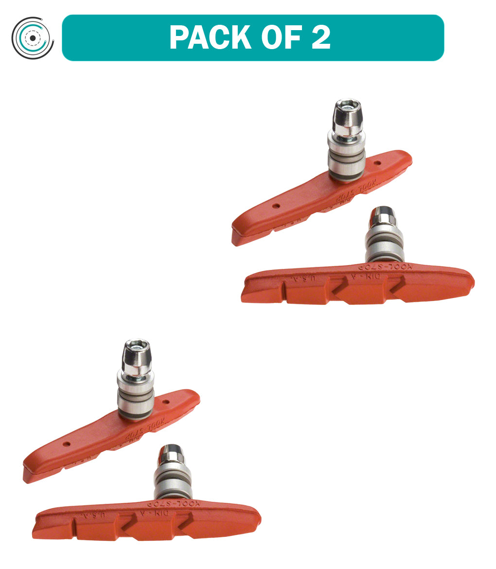 2 Pack Kool Stop Thinline V Brake Pads - One Piece Threaded Post Salmon Compound for Road & Mountain Bikes - Perfect for Wet & Dry Conditions Cycling