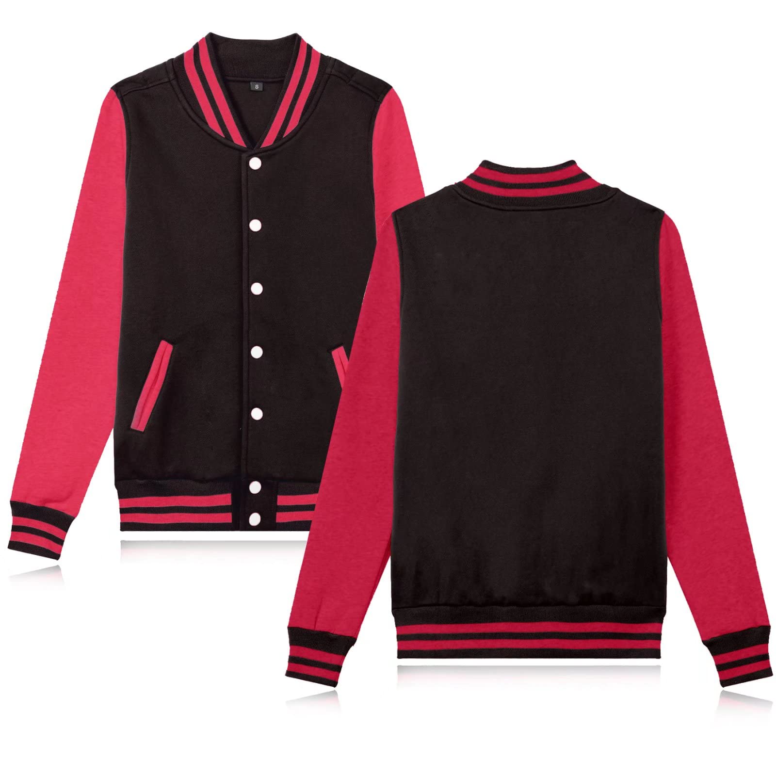 Babyhealthy Women's & Men's Varsity Baseball Jacket - Casual Letterman Bomber Windbreaker Lightweight Coat for Sports, School & Outdoor Activities