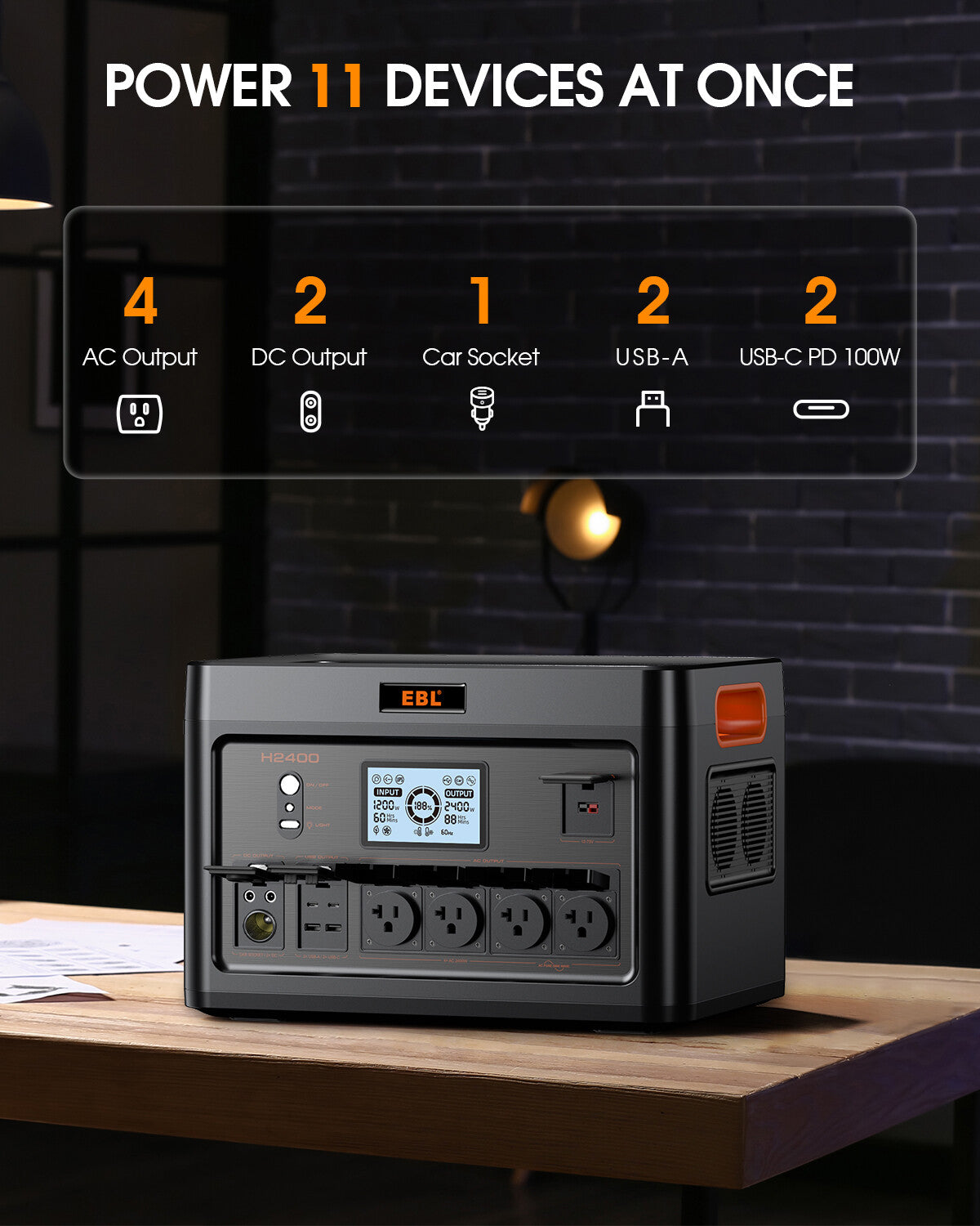 EBL 2400W Portable Power Station - Solar Generator for Camping, RV, Outdoor Adventures & Emergency Backup Power
