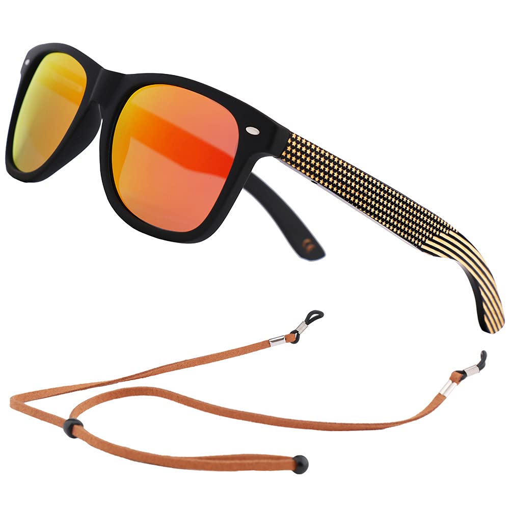 Wooden Polarized Sunglasses for Men & Women - Bamboo Frame UV Protection - Perfect for Outdoor Activities, Beach, Driving & Fashion Accessories
