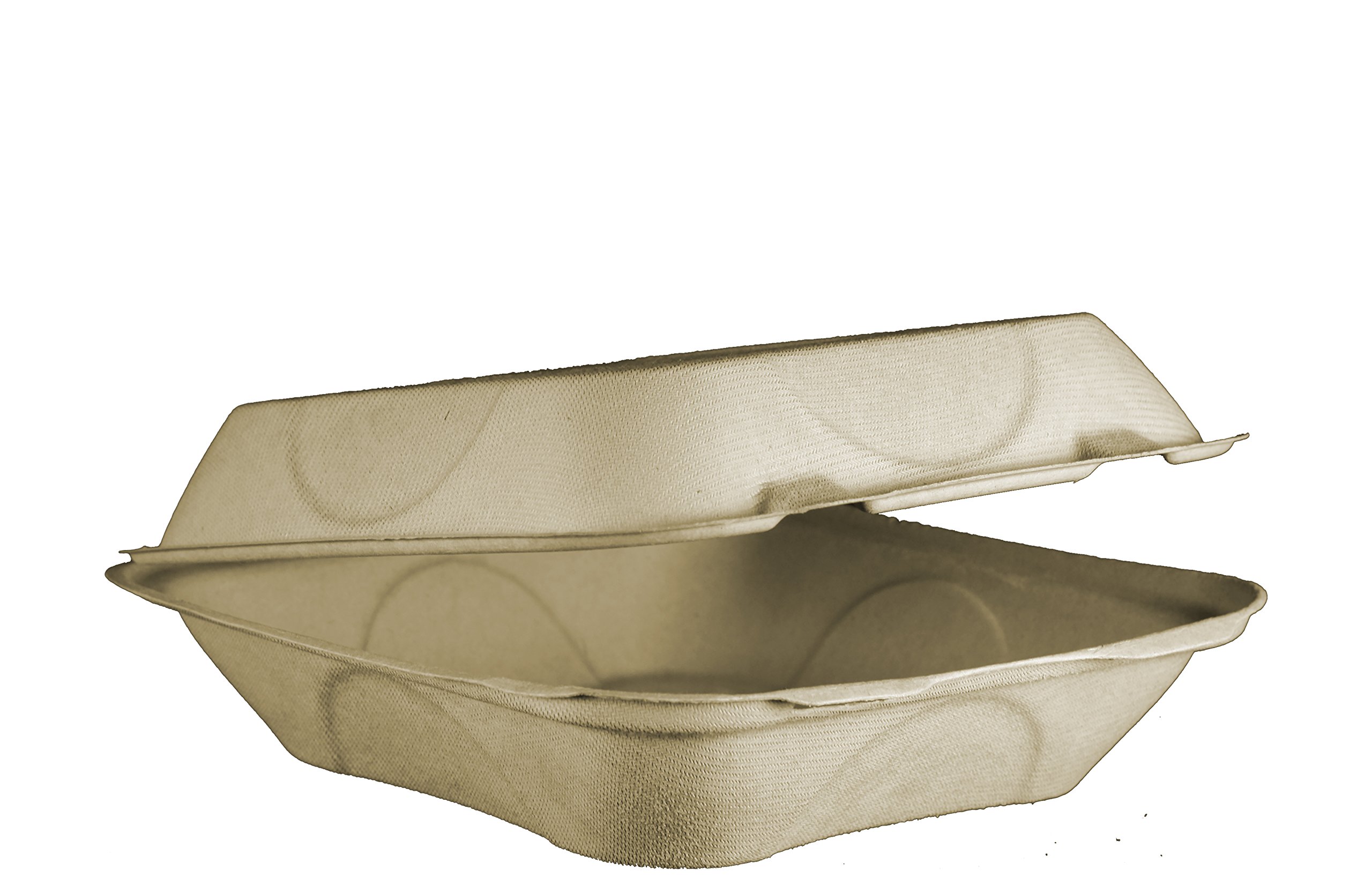 World Centric TOSCU85-3 Compostable Fiber Clamshell Containers - 300 Count Bulk Pack | Eco-Friendly Takeout Food Containers for Restaurants, Catering & Events