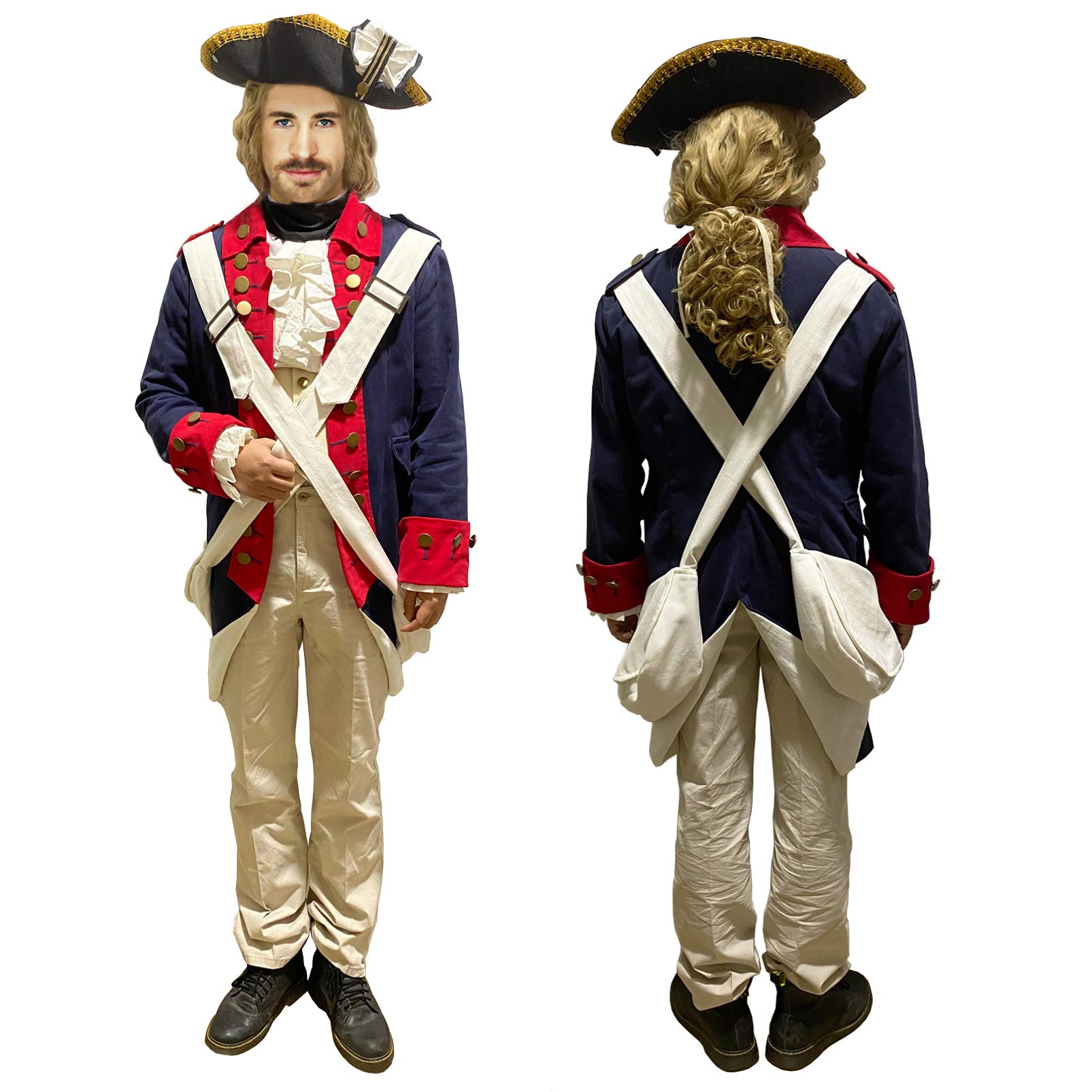 Ucosbros Revolutionary War Uniform - Continental Army Historical Costume for Men, Halloween & Reenactment - Authentic 18th Century Military Outfit