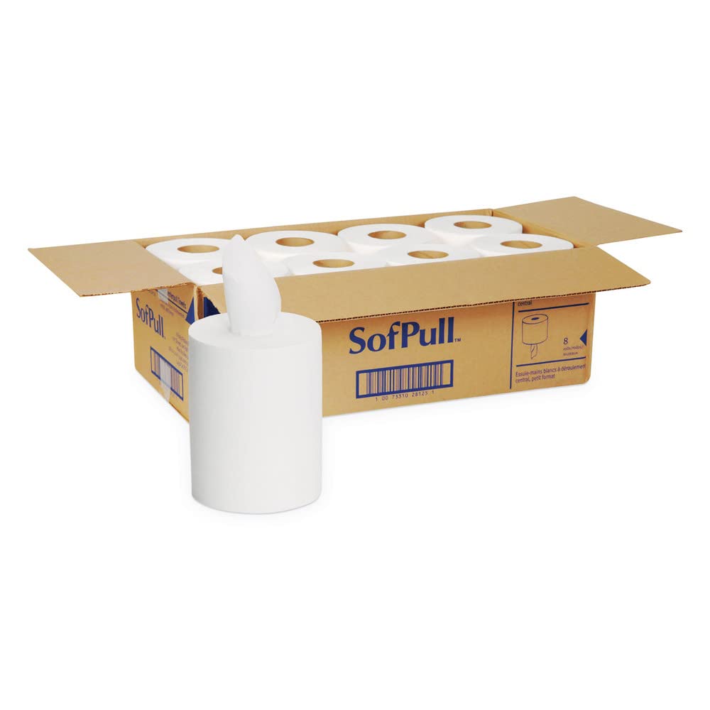 Premium SofPull Junior Centerpull Paper Towels by GP PRO (Georgia-Pacific) - White, 8 Rolls/Case (28125) - Ideal for Schools, Offices & Restaurants
