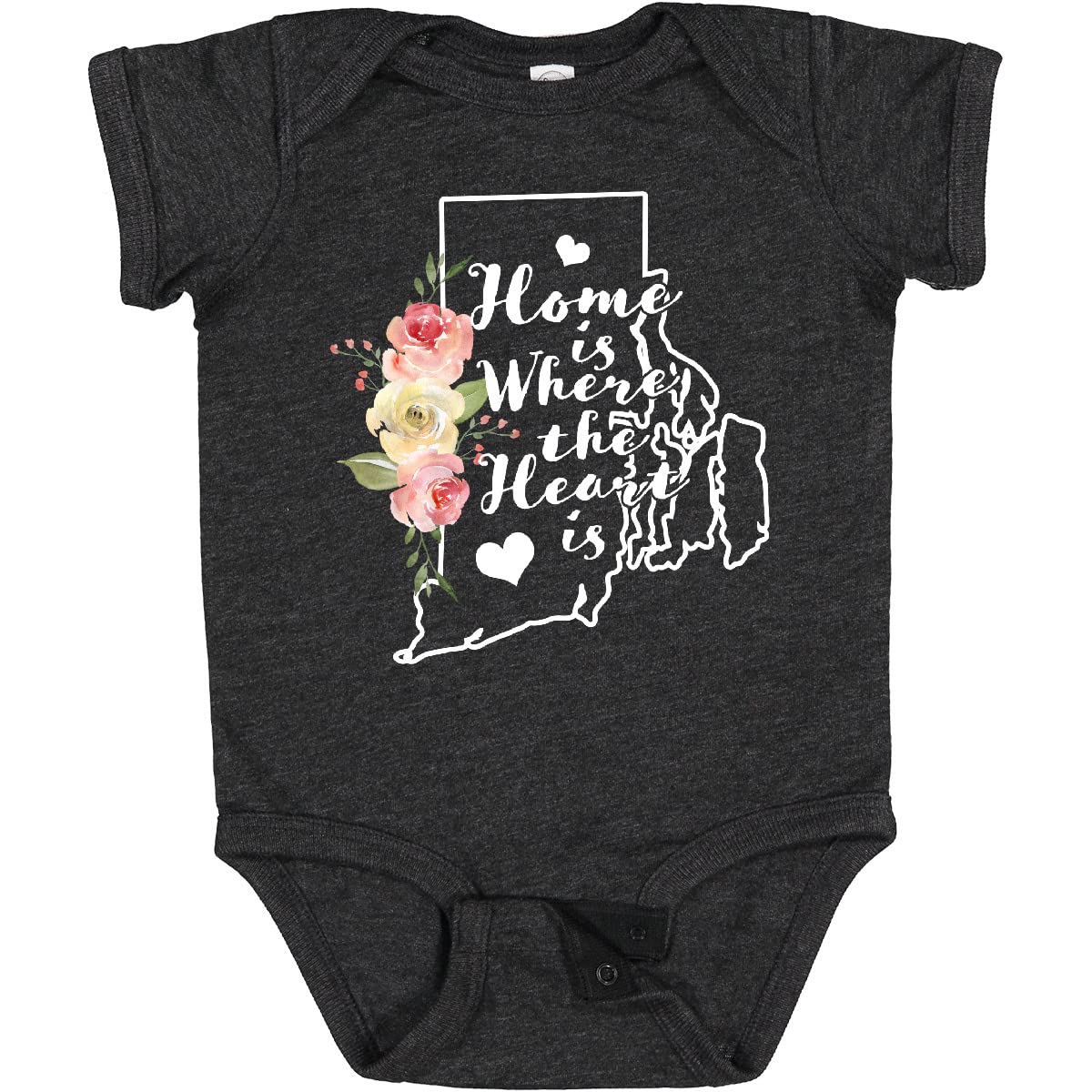 Inktastic Rhode Island Home is Where The Heart is Watercolor Baby Bodysuit - Soft Cotton Infant Onesie for Newborns & Toddlers - Perfect for Family Photos, Holidays & Everyday Wear