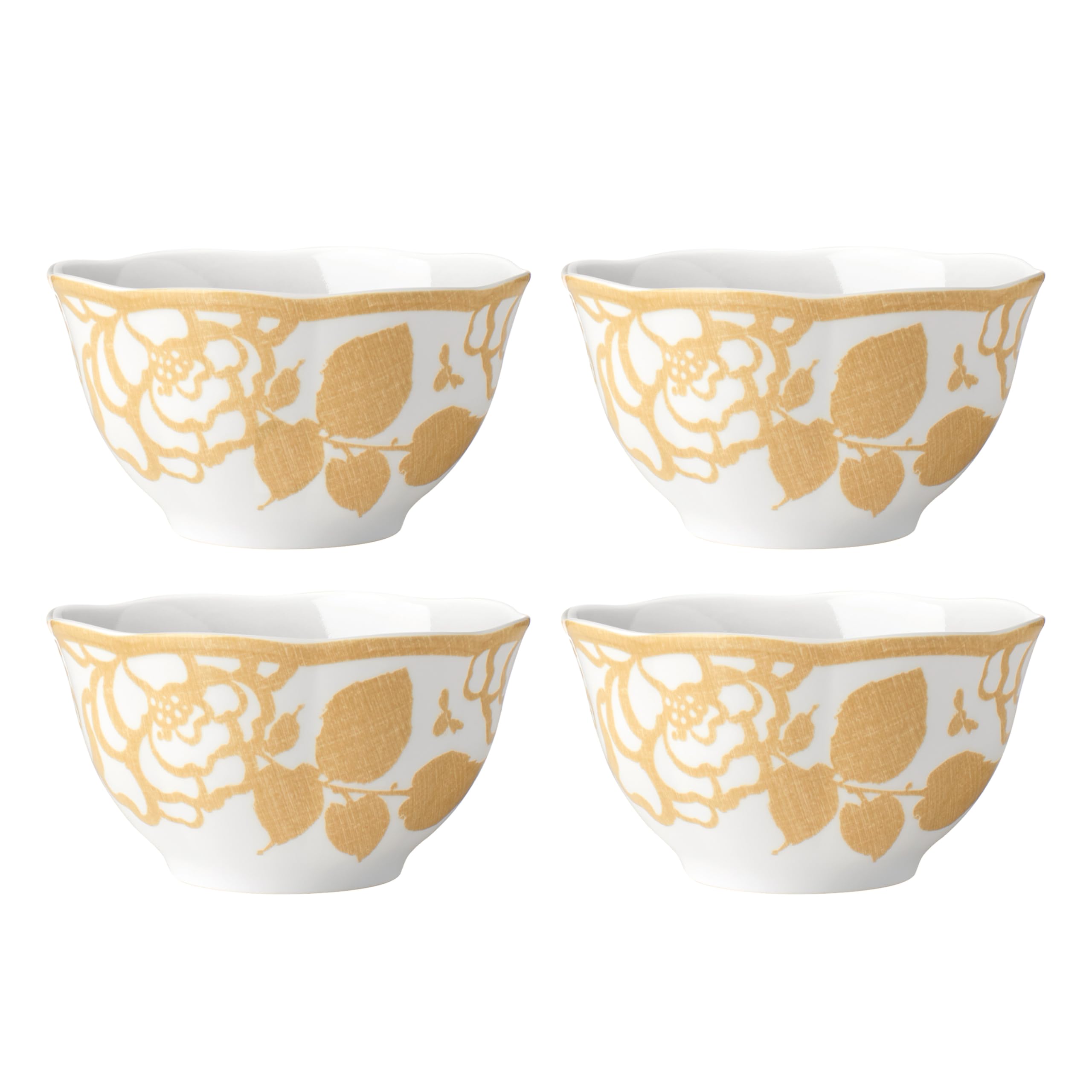 Lenox Butterfly Meadow Cottage Rice Bowls Set of 4 - 3.10 LB Goldenrod Ceramic Dinnerware for Home, Kitchen & Dining - Perfect for Asian Cuisine, Soup, Salad & Everyday Meals