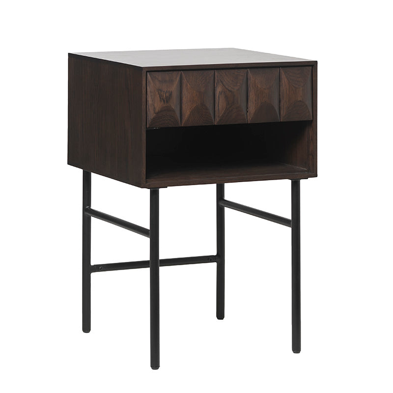 Stylish LATINA Side Table in Dark Brown & Black - Perfect for Living Room, Bedroom, or Office Decor