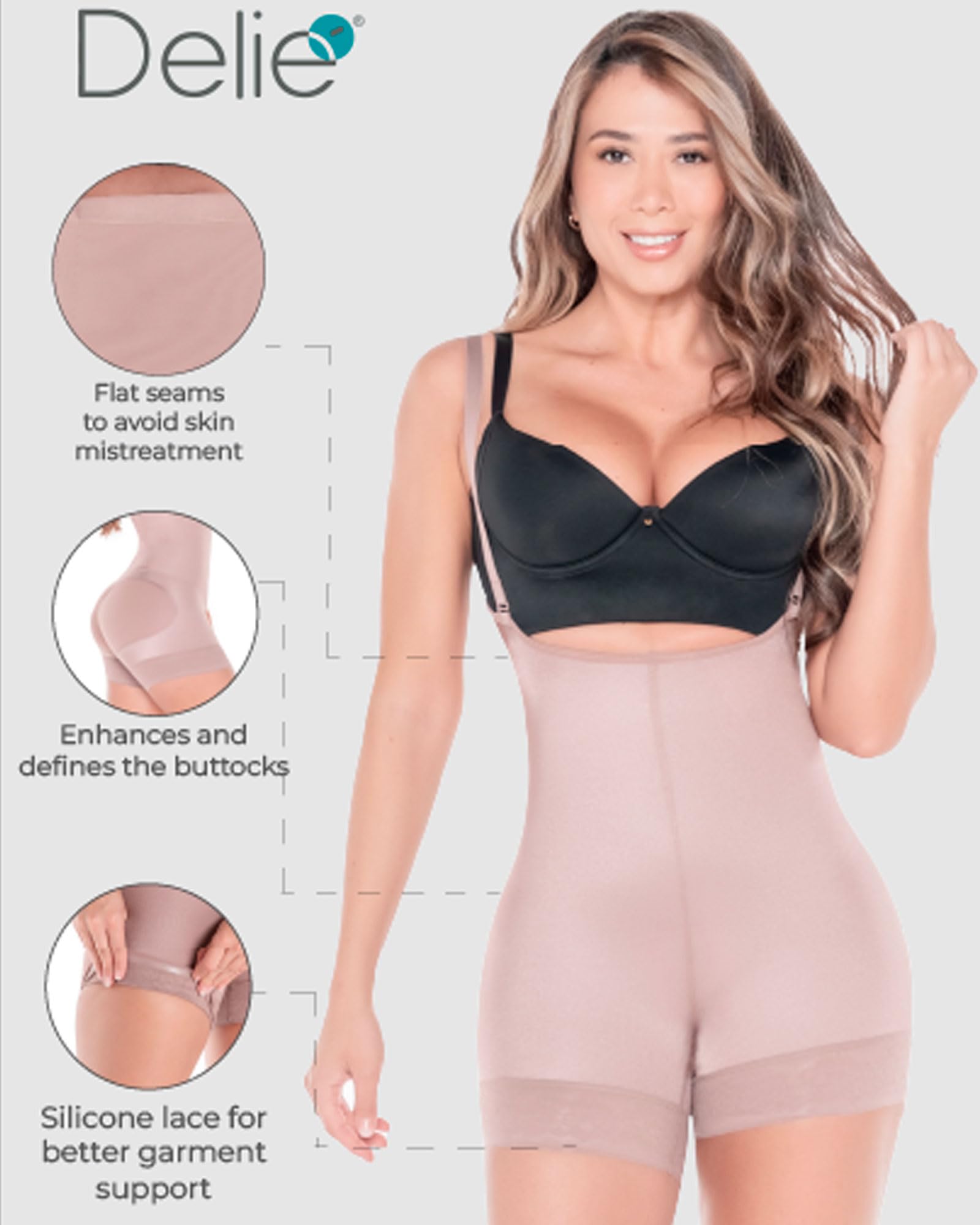 DELIÉ by Fajas DPrada 09075 Colombian Postpartum Girdle - Full Body Shaper for Women | Post-Surgery Recovery & Slimming Shapewear for Everyday Wear