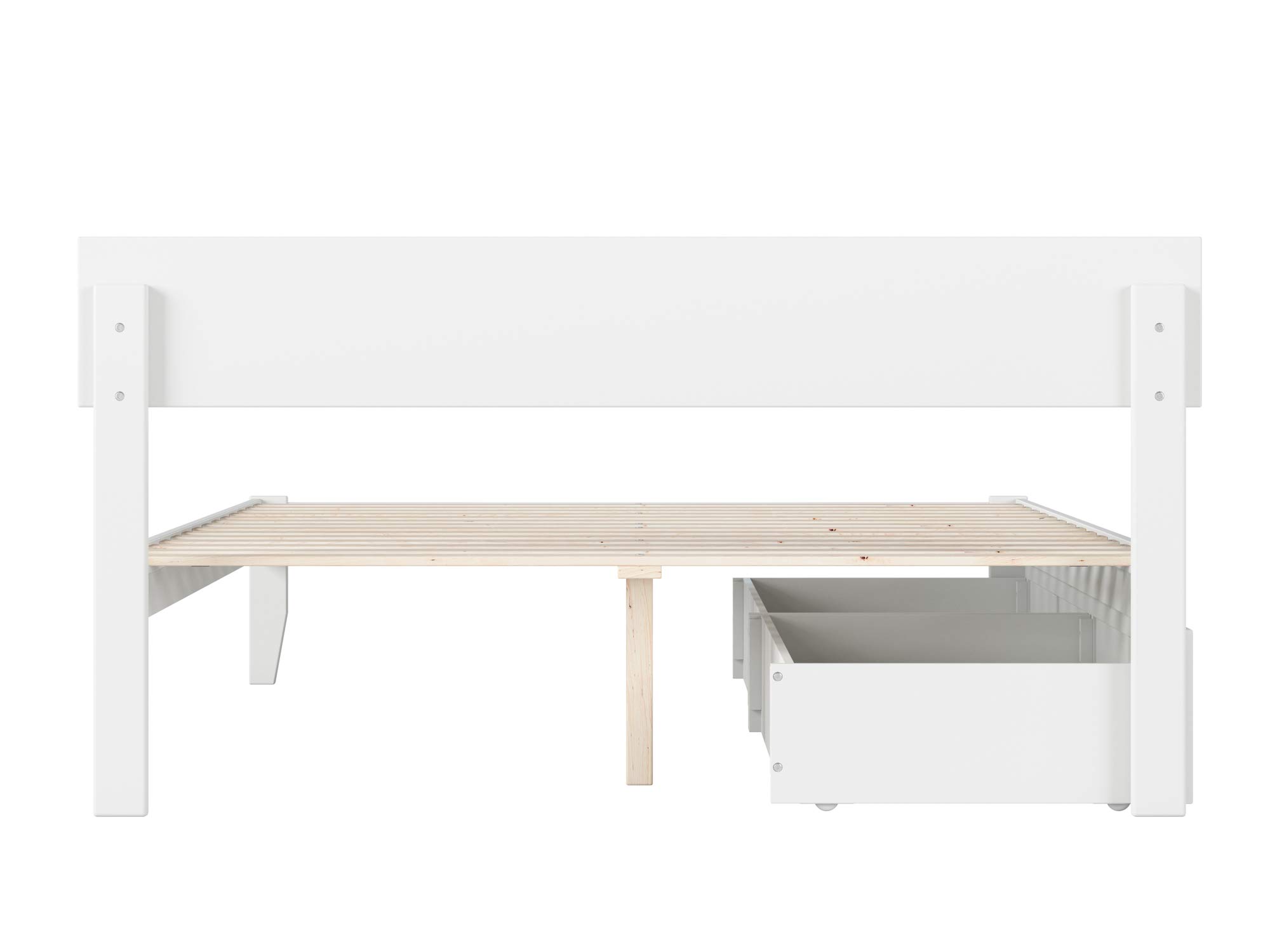 AFI Boston Queen Size Bed Frame with Underbed Storage Drawers in White - Perfect for Small Bedrooms & Guest Rooms