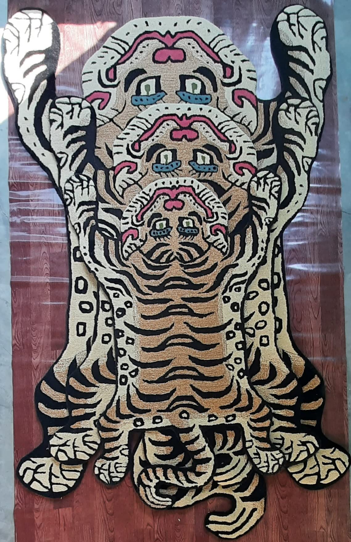 Handmade 100% Wool Tibetan Tiger Skin Rug 2x3 Ft - Stain-Resistant Tufted Area Carpet for Modern Home & Bedroom Decor | Perfect for Bohemian Style Living Rooms, Kids' Rooms & Cozy Spaces