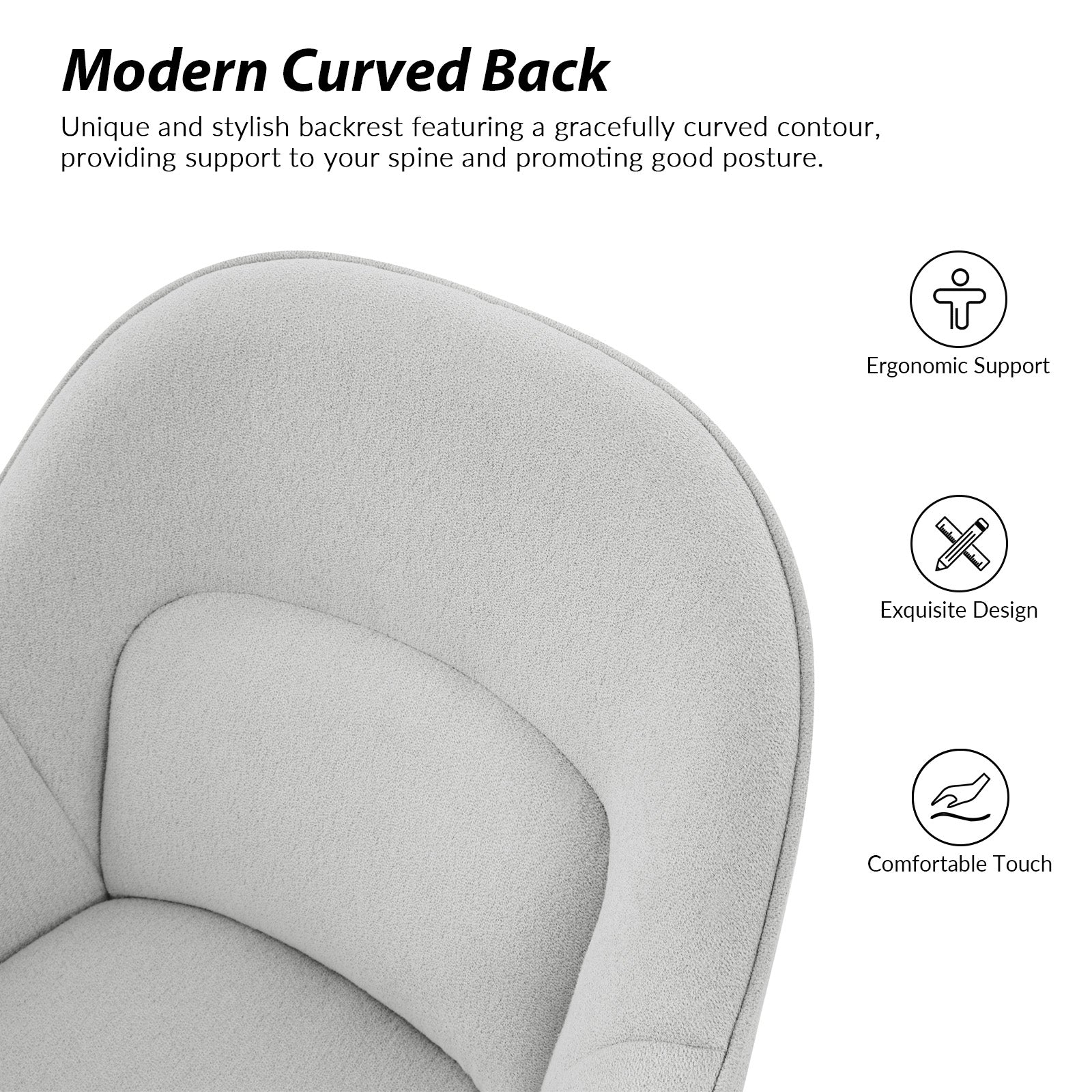 Modern Adjustable Height Cozy Office Chair for Home & Work - Ergonomic Desk Chair with Lumbar Support for Long Hours Sitting - Perfect for Home Office, Gaming, and Study