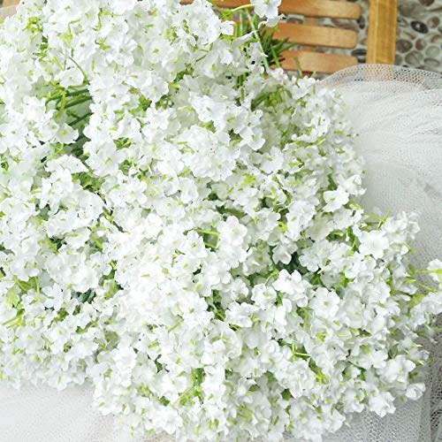 Bringsine 20-Pack White Artificial Baby's Breath Flowers - Fake Gypsophila for DIY Wedding Bouquets, Bridal Shower Centerpieces, Party Table Decorations - Perfect for Home, Office, and Event Decor