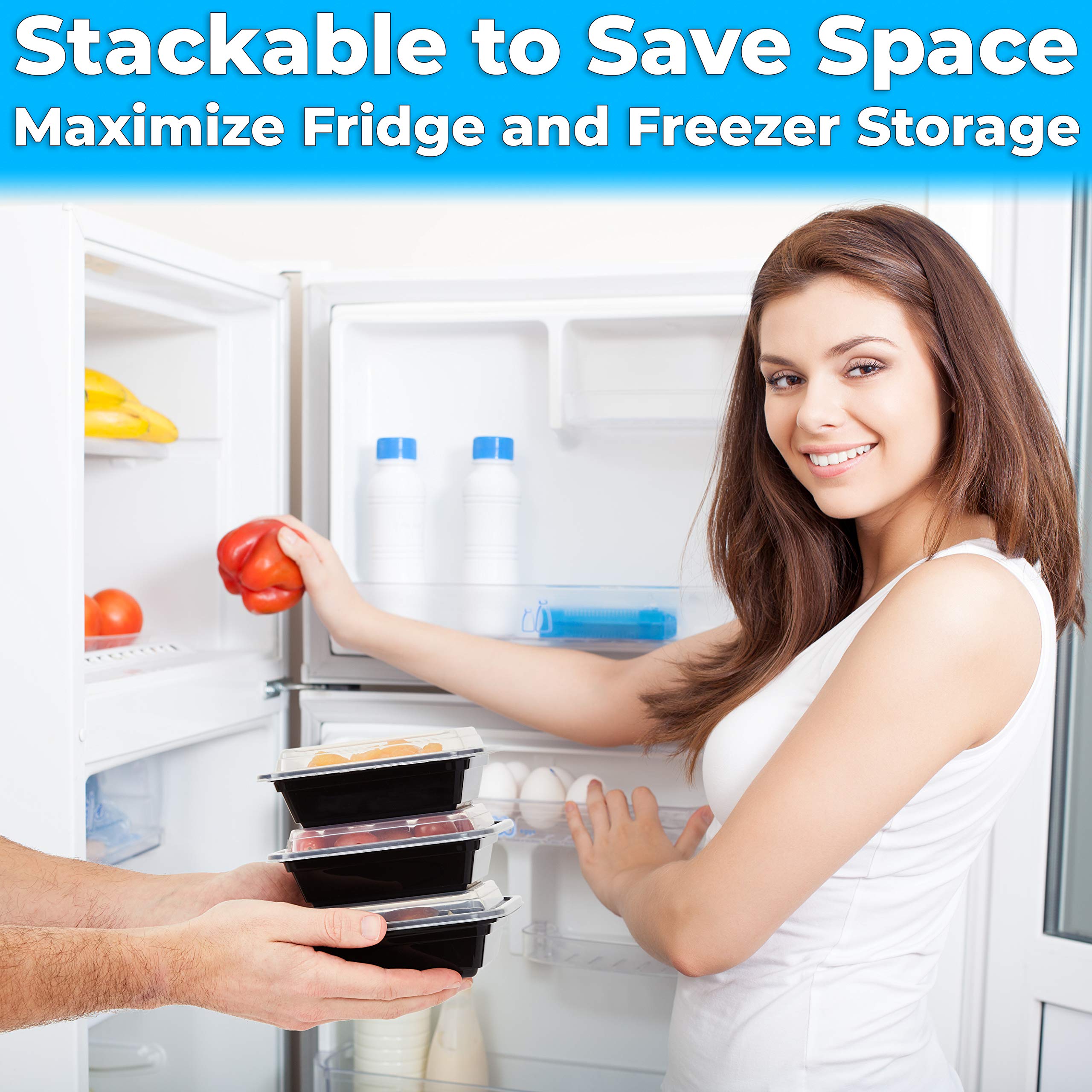 Premium 12 oz BPA-Free Plastic Food Storage Containers with Lids - 25-Pack Commercial Grade Durable, Leakproof & Microwavable - Perfect for Meal Prep, Restaurant To-Go Orders, Leftovers & Home Kitchen Organization