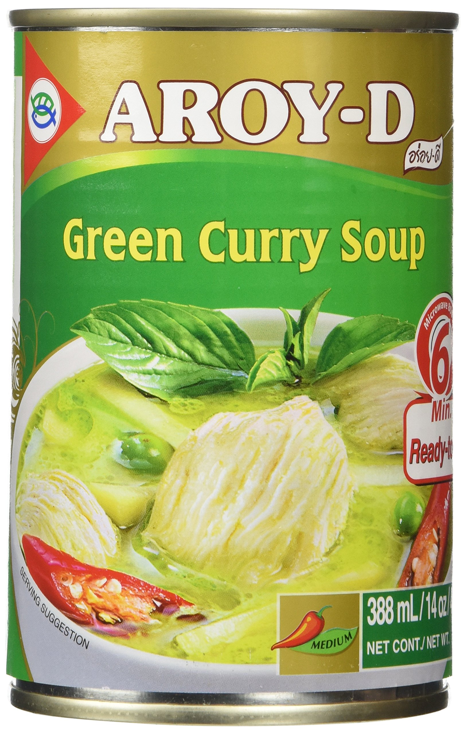 Authentic Thai Green Curry Soup by AROY-D, 14 Ounce - Ready-Made & Easy to Prepare, Just Add Meat - Perfect for Quick Meals, Asian Cuisine, and Home Cooking