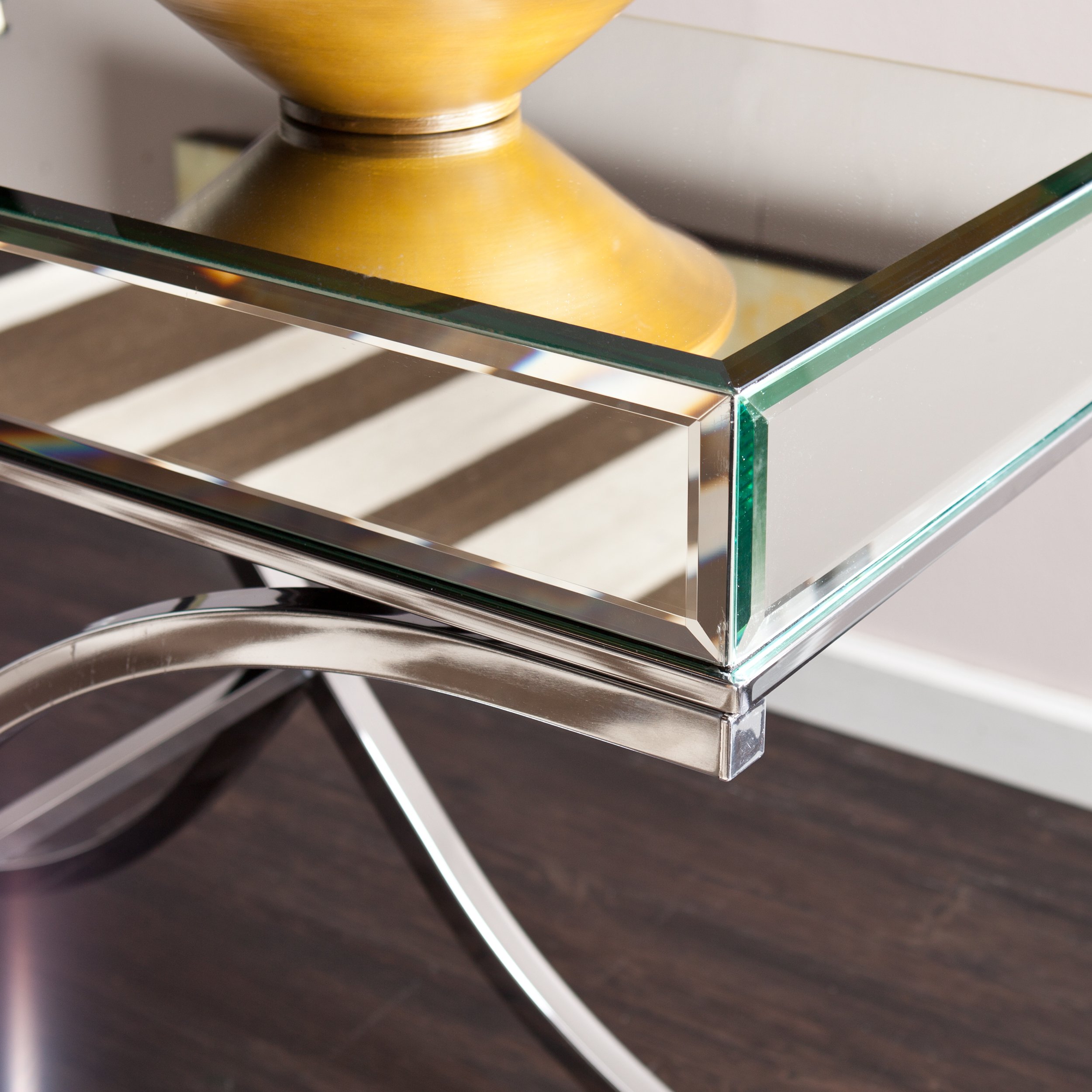Ava Mirrored Console Table with Chrome Finish - Elegant Entryway Furniture for Living Room & Hallway Decor
