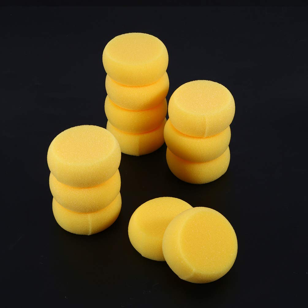 EXCEART 24-Piece Yellow Round Cake Sponge Painting Foam Pads - Large Artist Sponges for Pottery, Crafts & DIY Projects - Bulk Synthetic Sponges for Toddler Art & Book Binding