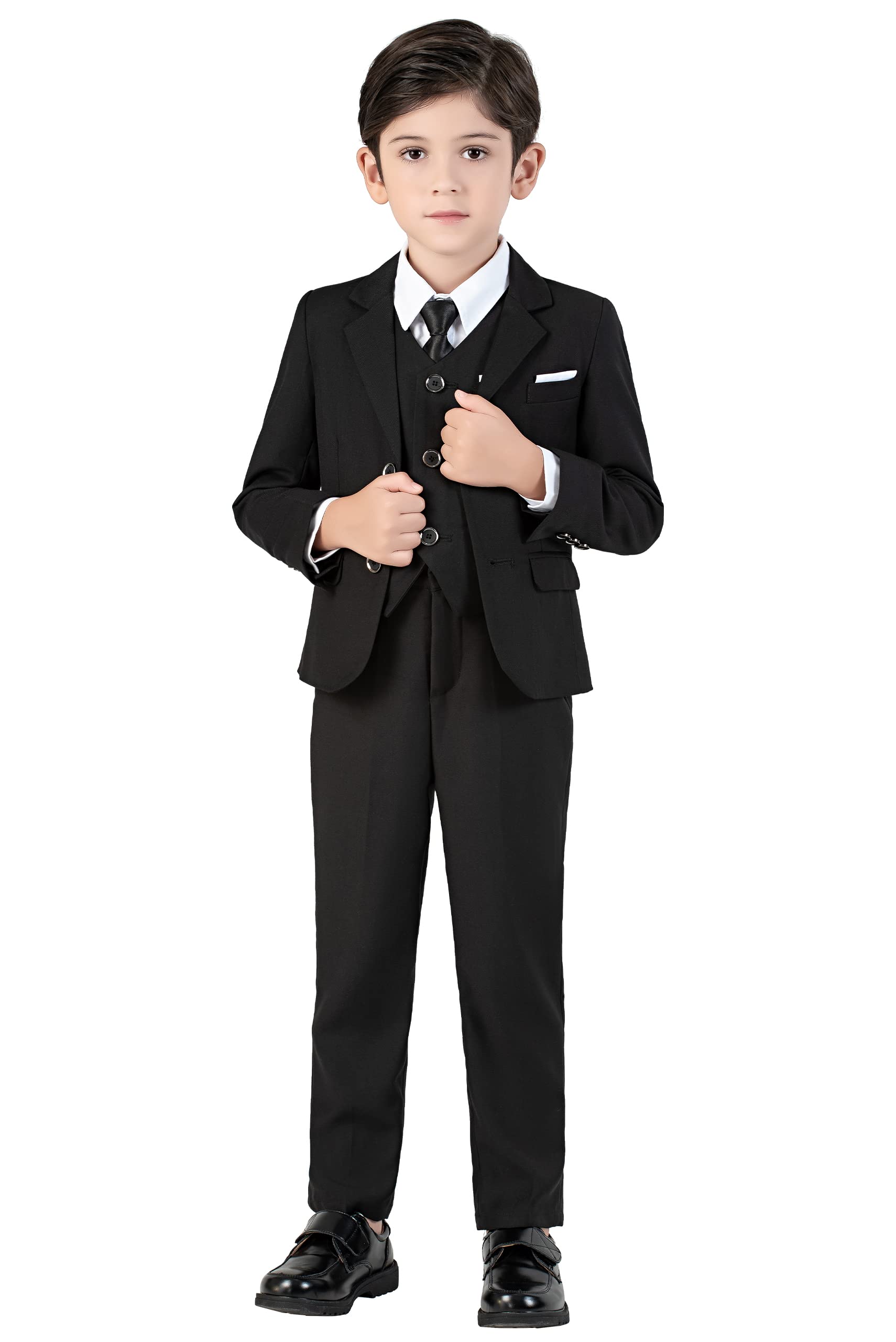 BUNYISCN 5-Piece Boys Formal Suit Set | Toddler Dress Suits for Weddings, Parties & Special Occasions | Classic Blazer, Vest, Shirt, Pants & Bow Tie Outfit
