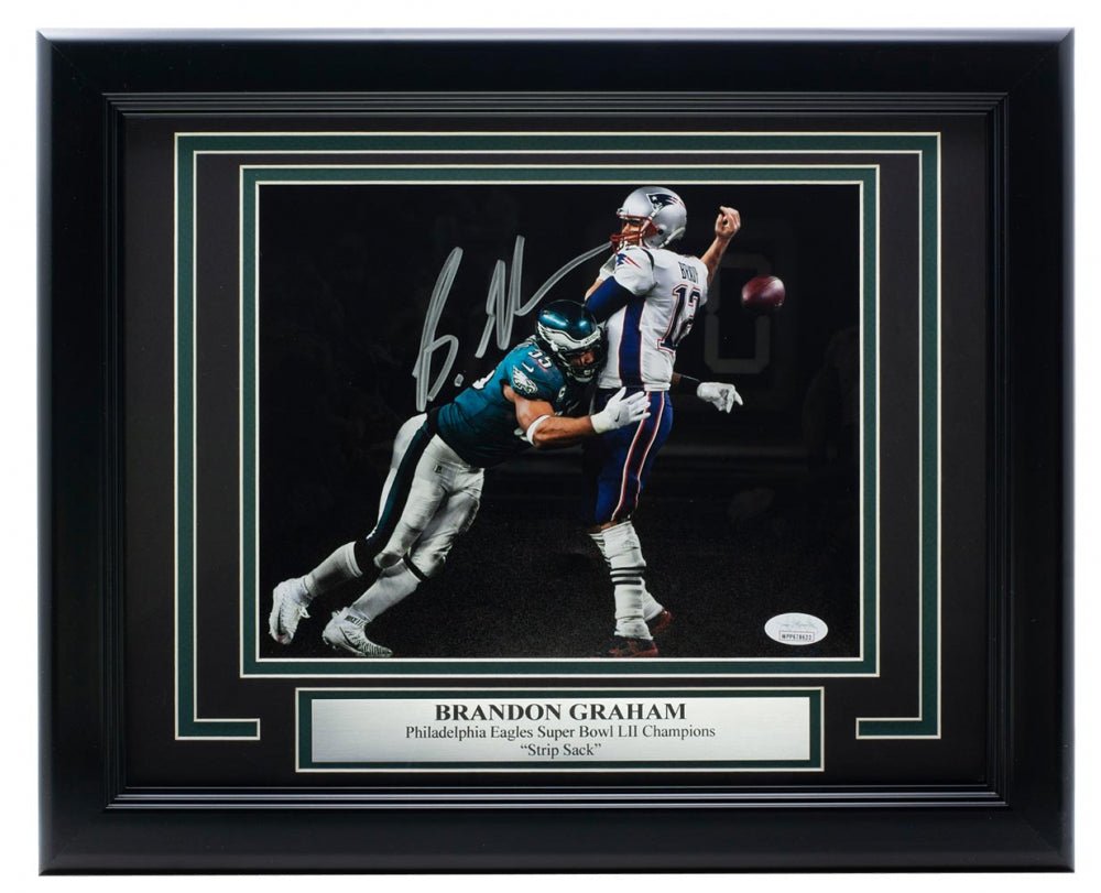Brandon Graham Philadelphia Eagles Autographed Signed Framed 8x10 Super Bowl Spotlight Photo with JSA ITP COA - Perfect for Eagles Fans, Sports Memorabilia Collectors, and Man Cave Decor