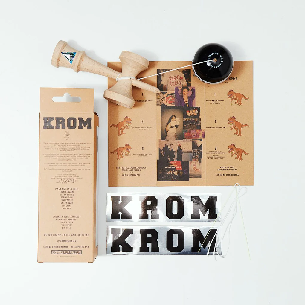 Krom Strogo Kendama - Premium Wooden Skill Toy for Beginners & Pros - Perfect for Juggling, Tricks, and Stress Relief