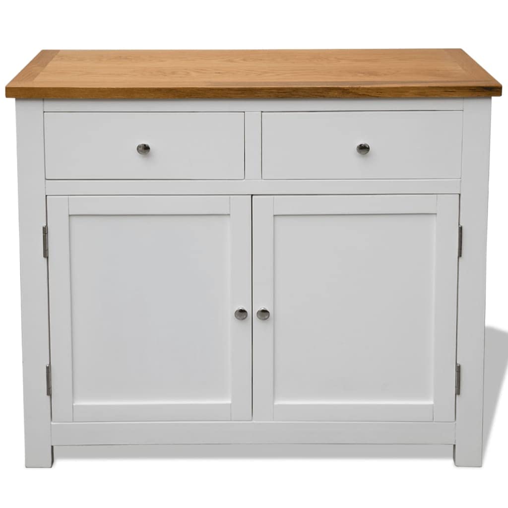Rustic Solid Oak Wood Side Cabinet - 35.4