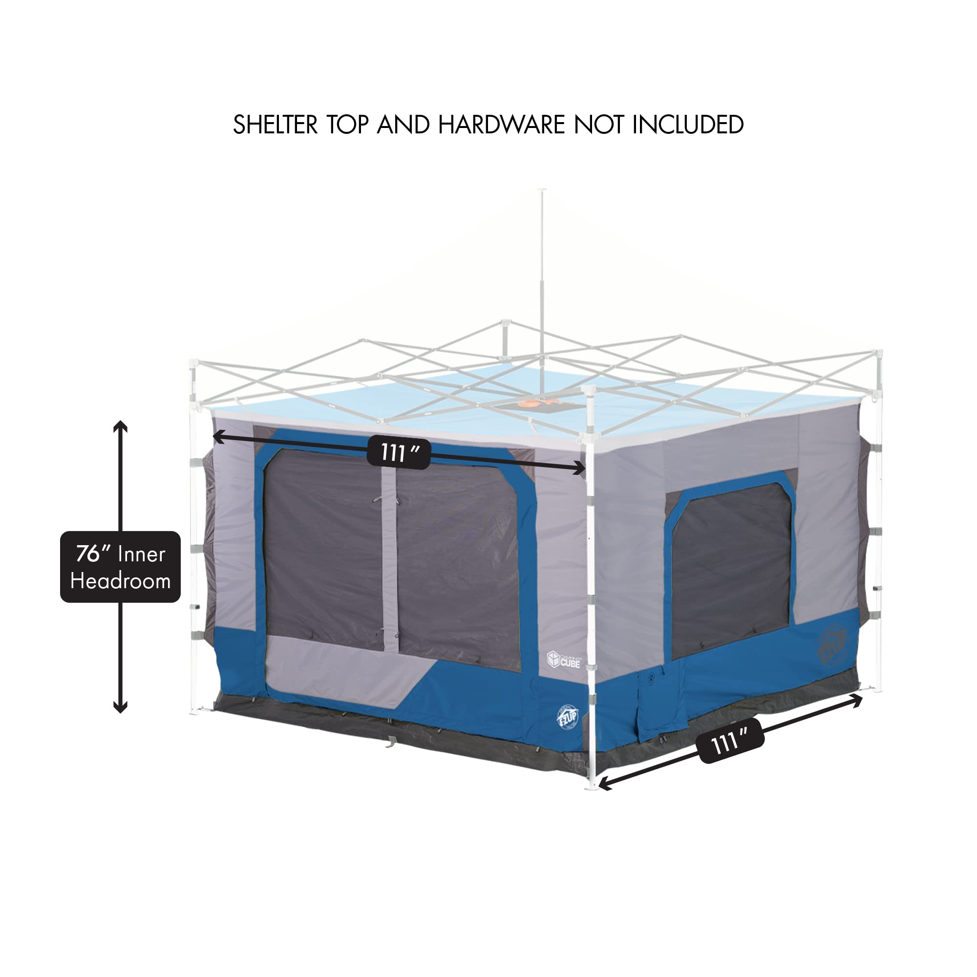 E-Z UP Camping Cube 6.4 - Convert 10' Straight Leg Canopy into Camping Tent - Royal Blue Shelter Accessory (Canopy Not Included) - Perfect for Outdoor Camping, Beach Trips & Tailgating