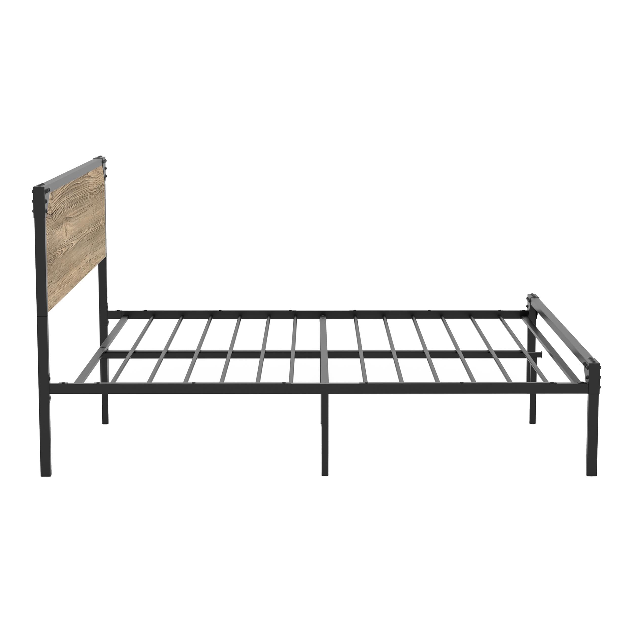 Furniture of America Budenholz Metal Queen Platform Bed Frame in Gray - Modern Minimalist Bedroom Furniture for Small Spaces & Guest Rooms