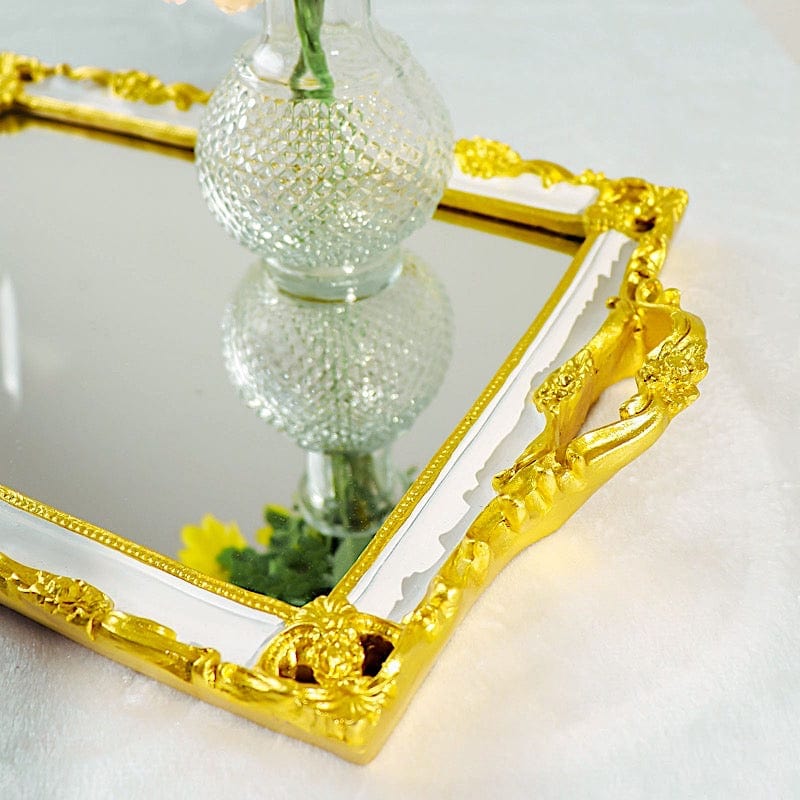 15x10 Inch Metallic Rectangular Mirror Serving Tray with Handles - Elegant Party Decor, Cocktail Serving, Home Decor & Gift Idea for Weddings, Hostess & Housewarming