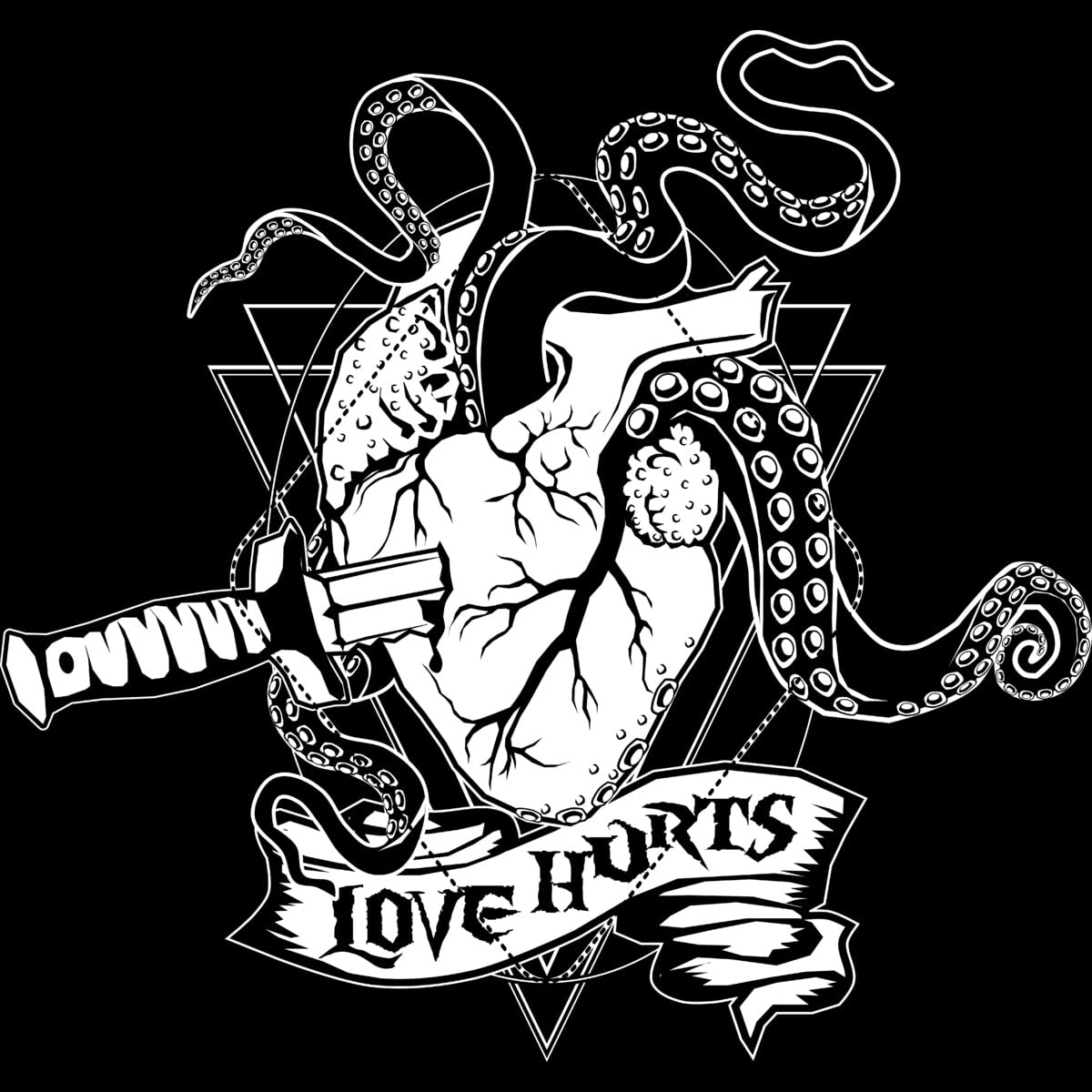 Design By Humans Men's Love Hurts The Monster Heart Valentine's Day T-Shirt | Graphic Tee by vonKowen | Perfect for Valentine's Gifts, Date Nights & Couple Outfits