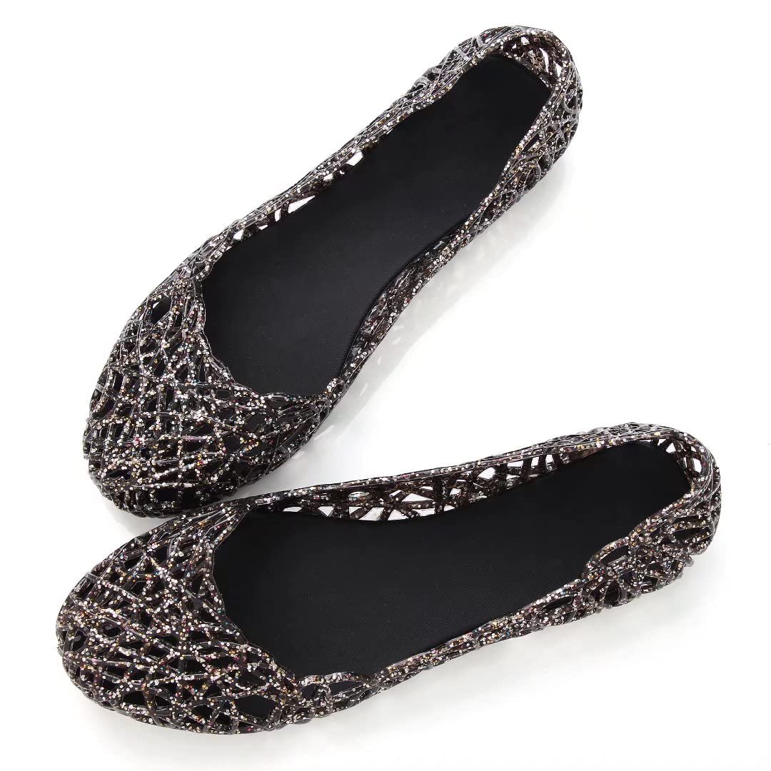INEELUYI Women's Jelly Flats Sandals - Crystal Slip On Summer Beach Shoes for Women | Comfortable Casual Walking & Vacation Outfits
