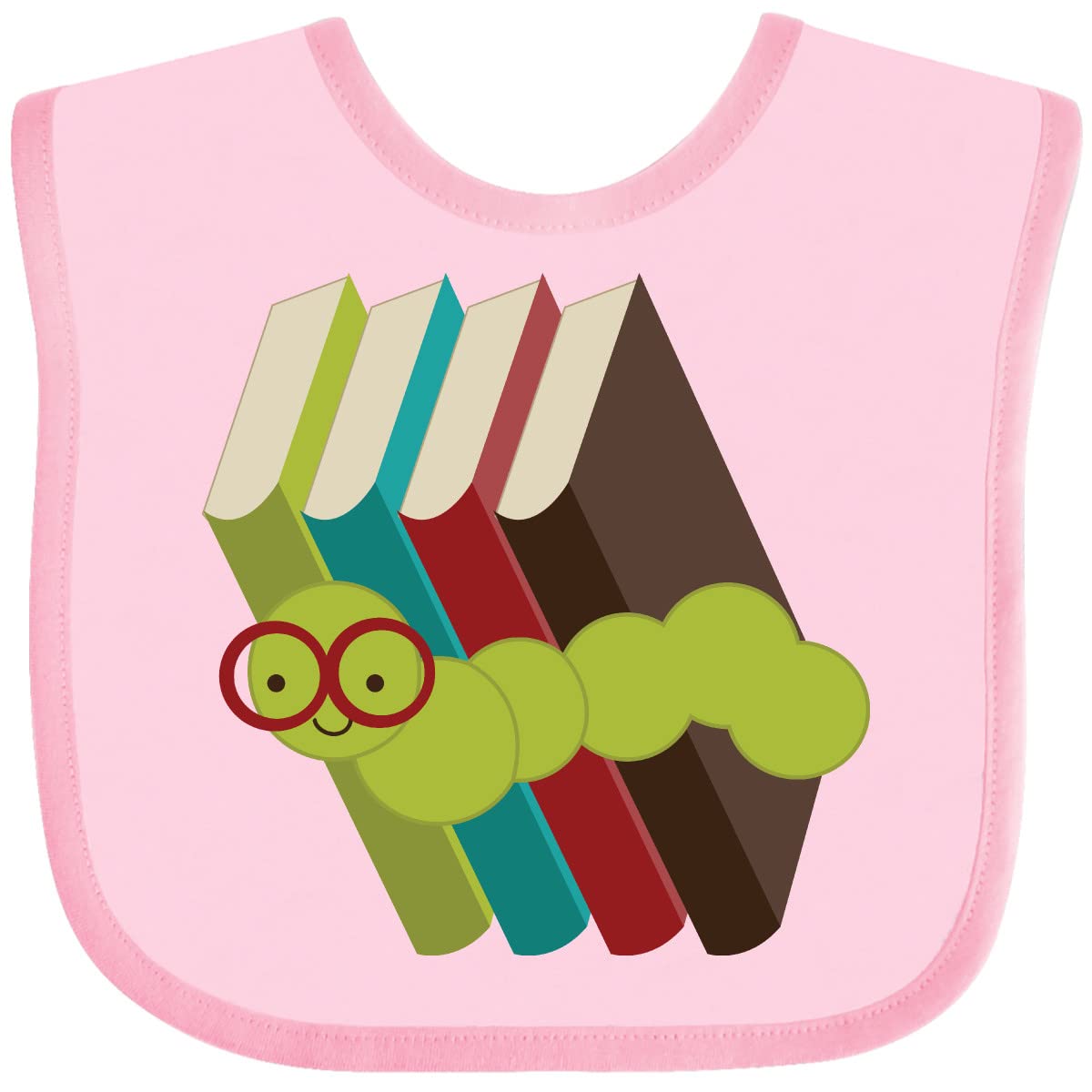 Inktastic Bookworm Books Reading Baby Bib - Adorable & Absorbent for Messy Mealtime, Reading Time & Playdates - Perfect Gift for Book Lovers & New Parents