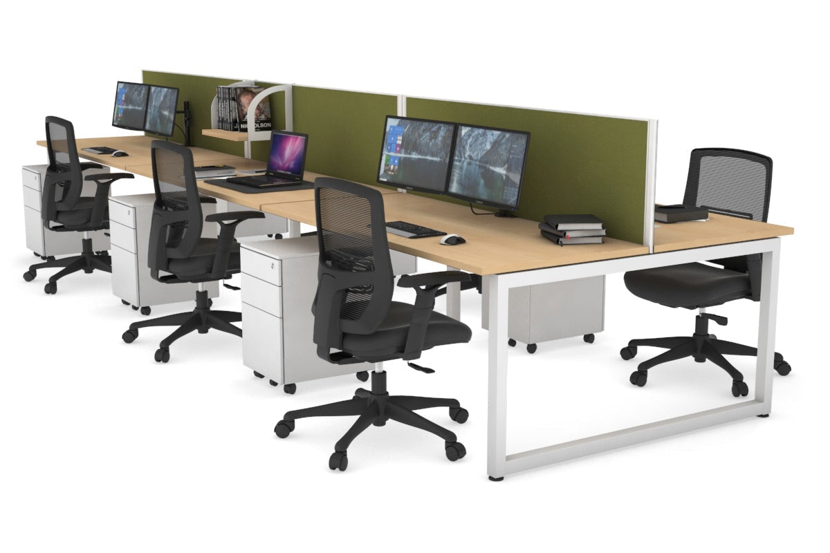 Quadro Loop Legs 6-Person Office Workstation Desk [1800L x 700W] - Modern Collaborative Workspace Solution for Team Projects & Open Office Layouts