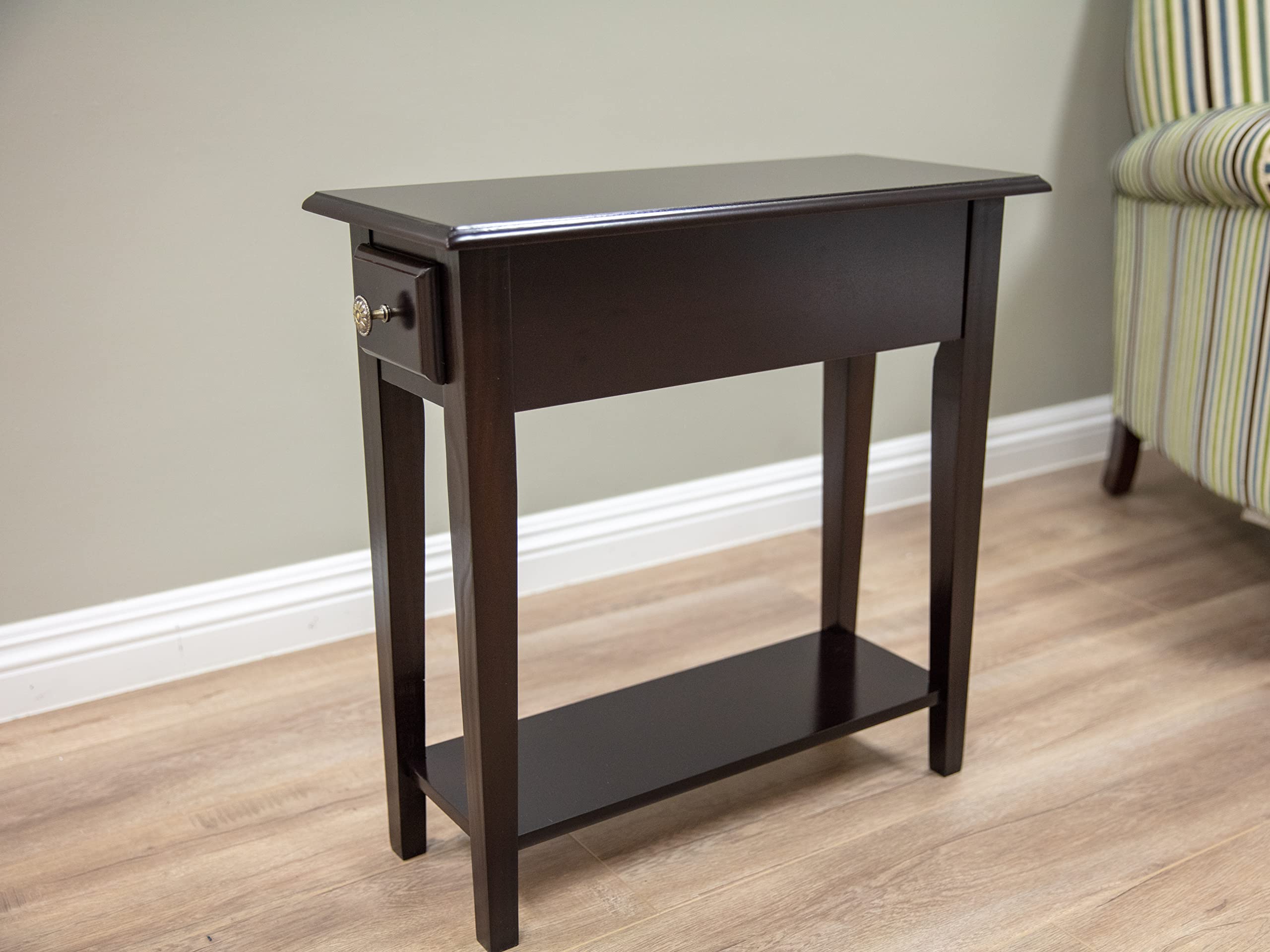 Frenchi Oak Chairside Storage Table - Compact Living Room Side Table