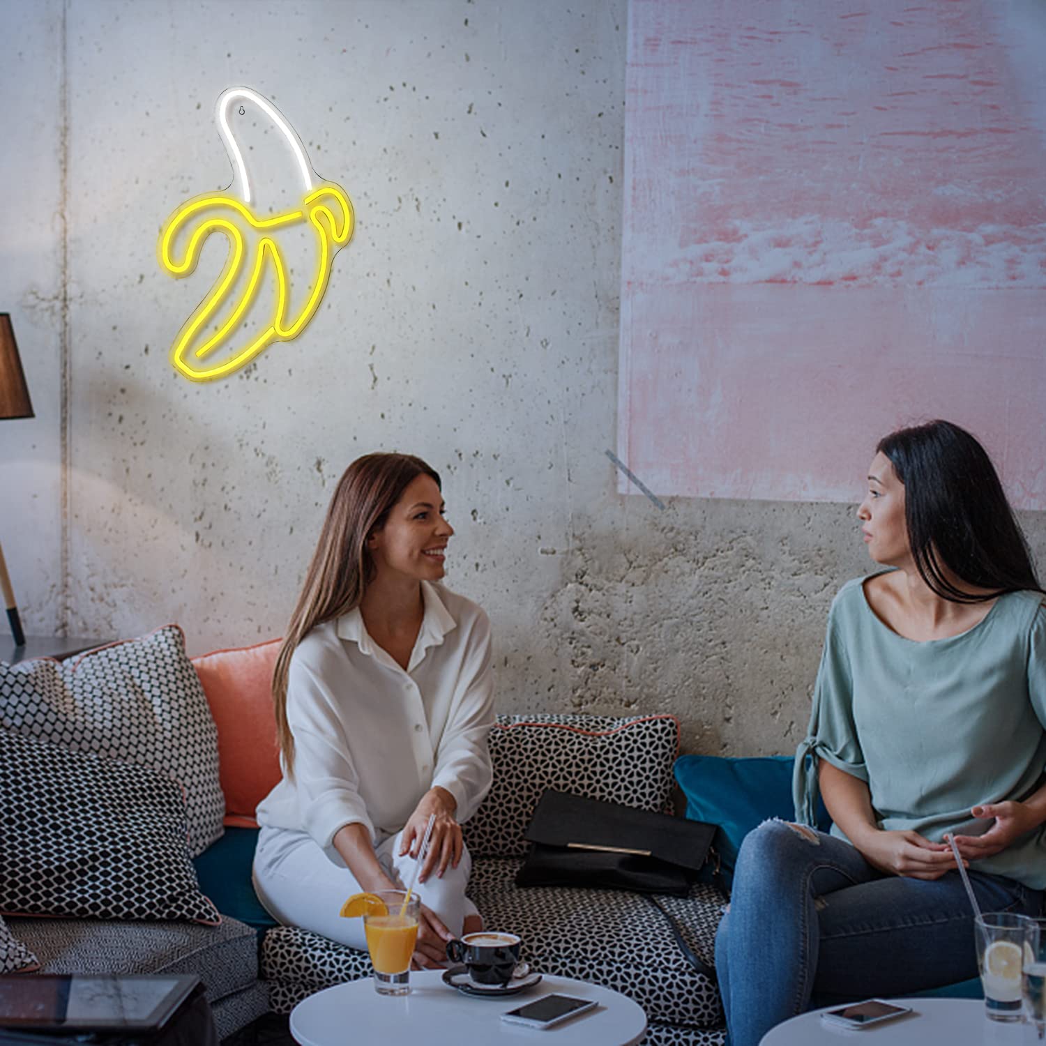 Banana Neon Sign LED Wall Art - 11''x19.7'' Warm Yellow Glow for Kids Bedroom, Birthday Party & Bar Decor | Durable Energy-Efficient Room Lighting for Home, Office & Game Room