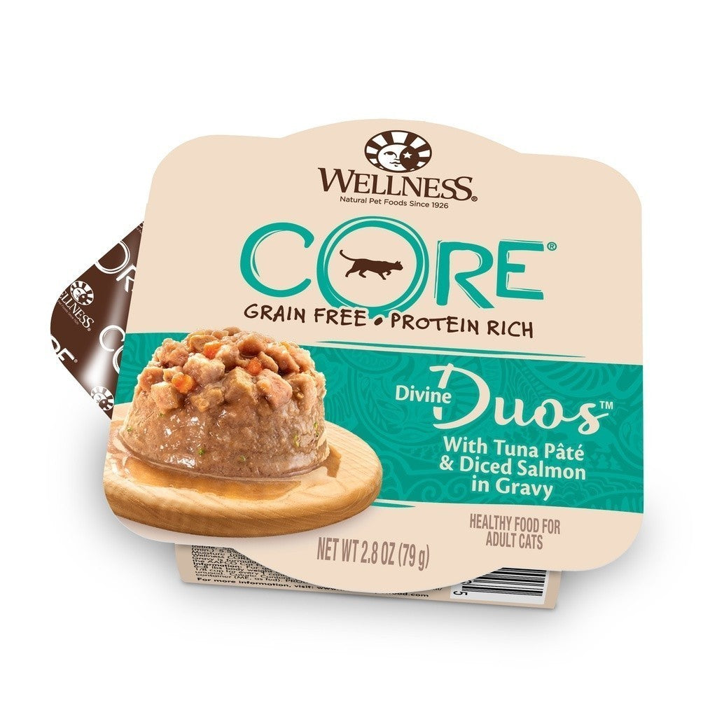Wellness Core Divine Duos Grain-Free Wet Cat Food 2.8oz - Premium Natural Nutrition for Adult Cats - Delicious Chicken & Duck Recipe - Perfect for Picky Eaters & Weight Management