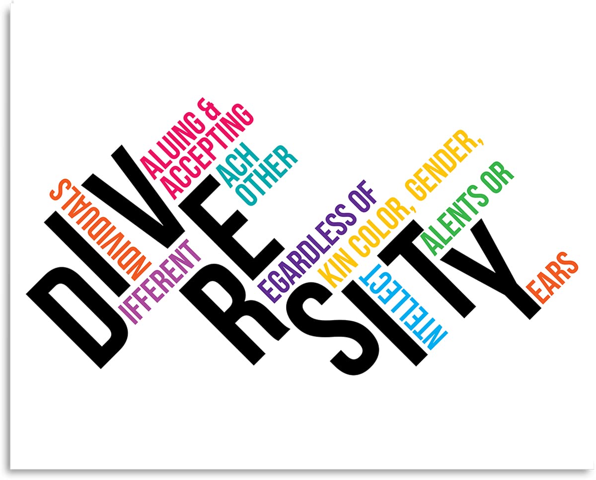 Diversity Wall Art Canvas - Social Justice & Equality Motivational Posters for Classroom, Office & Home Decor - Inclusive Ready to Hang 40x32 Wall Decor - Perfect for Schools, Workplaces & Living Rooms
