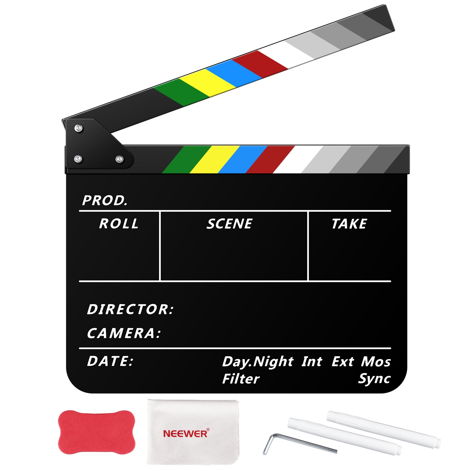 Professional NEEWER 12”x10” Acrylic Film Clapper Board - Durable Plastic Movie Slate for Filmmaking, Theater Productions & YouTube Videos - Perfect for Directors, Film Students & Content Creators