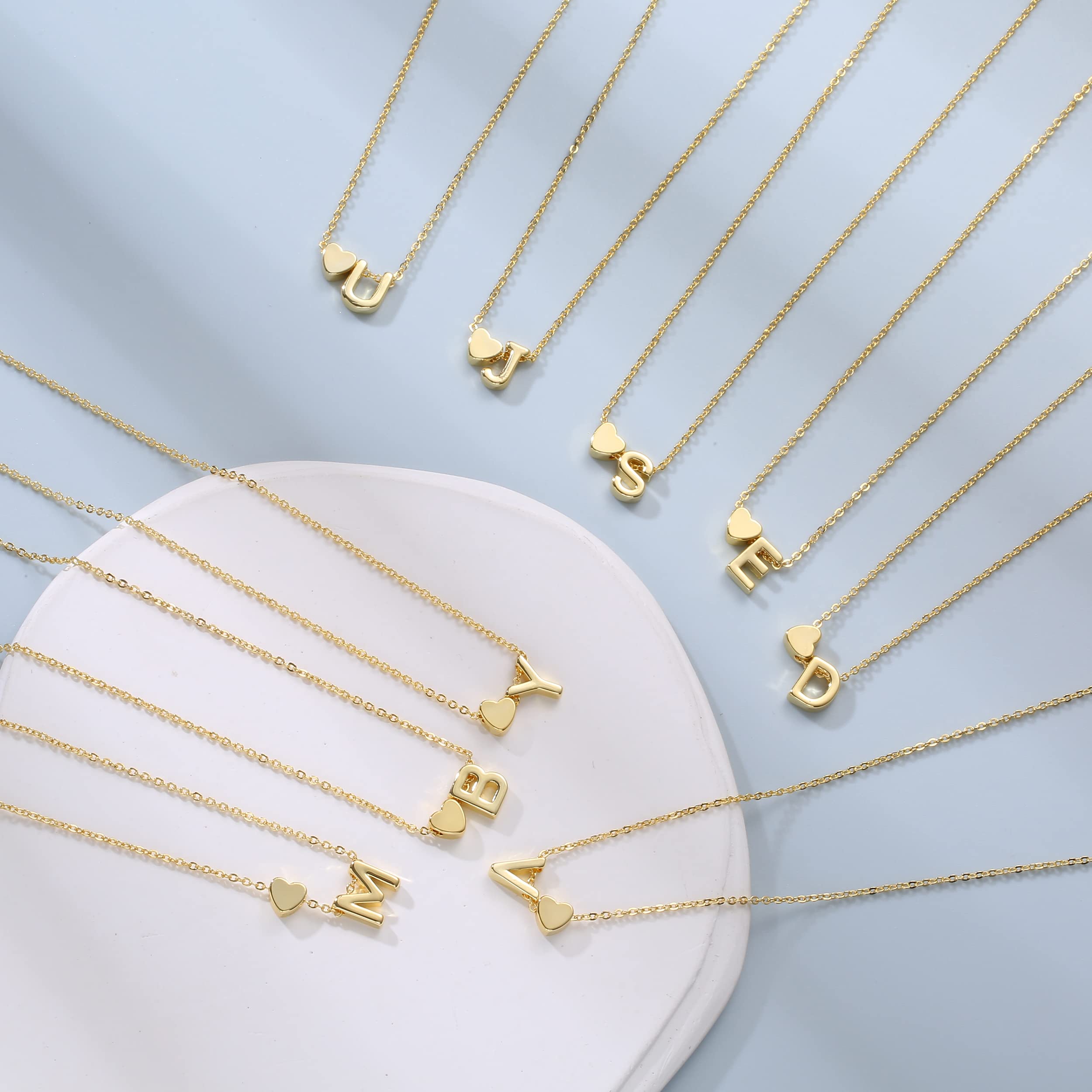 Personalized 14K Gold Plated Initial Heart Necklace for Women - Dainty Letter Name Pendant Jewelry Gift for Her | Birthday, Anniversary, Valentine's Day Present