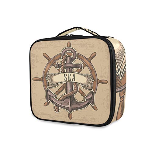 Vintage Anchor & Wheel Makeup Organizer Travel Bag - Waterproof Toiletry Pouch for Cosmetics Storage | Perfect for Travel, Camping & Daily Use