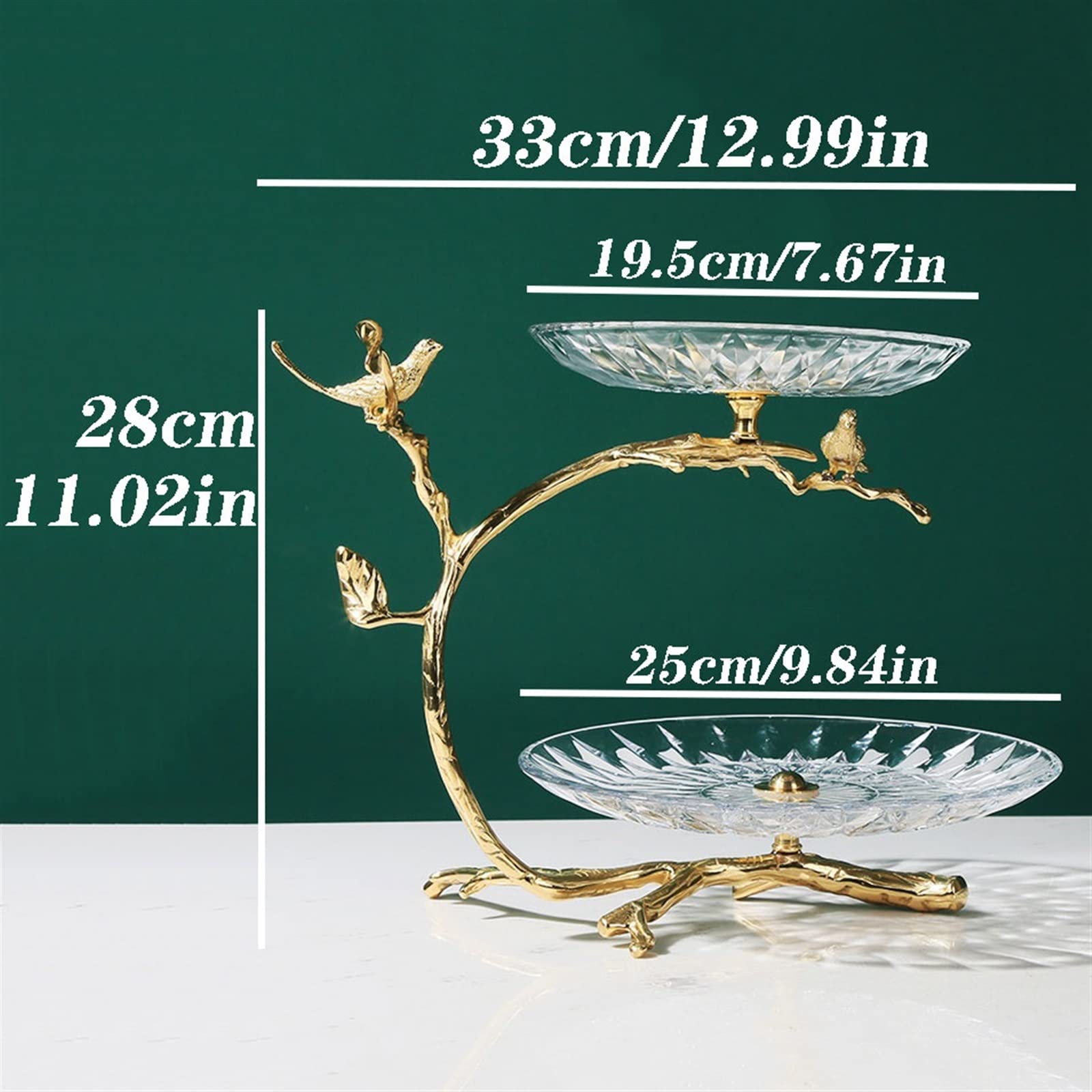 Modern Luxury Glass & Brass Double Layer Fruit Bowl - Elegant Dessert Plate for Coffee Table, Home Decor, Kitchen Accessories | Perfect for Serving Fruits, Cakes, Snacks in Living Room & Dining Room