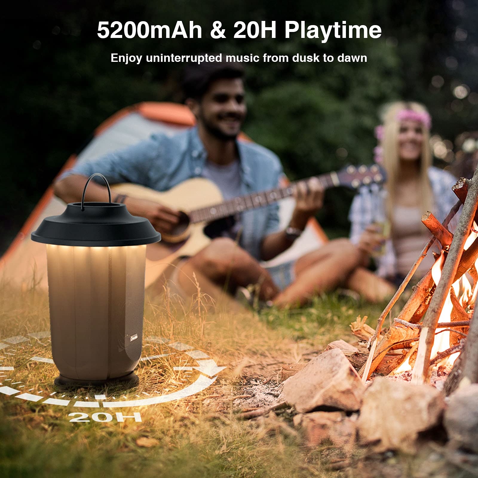 Onforu 2 Pack Outdoor Bluetooth Speakers with LED Lights - Wireless Loud Stereo Sound, TWS Pairing, Bluetooth 5.0 - Perfect for Christmas Parties, Garden Decor, Patio Entertainment & Camping Nights